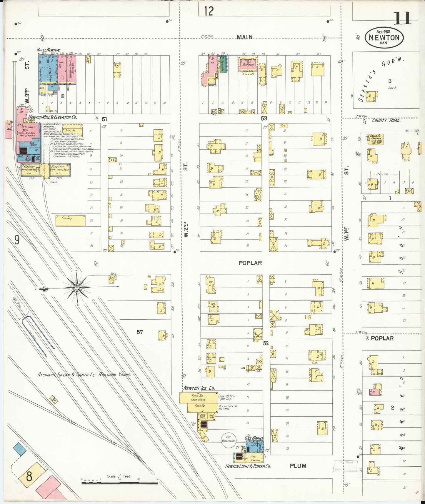 Sanborn Fire Insurance Map from Newton, Harvey County, Kansas (1901), Sheet #0011 - Historic Sanborn Fire Insurance Map Print, vintage old map wall art, antique decor, genealogy gift, Kansas Kansas map