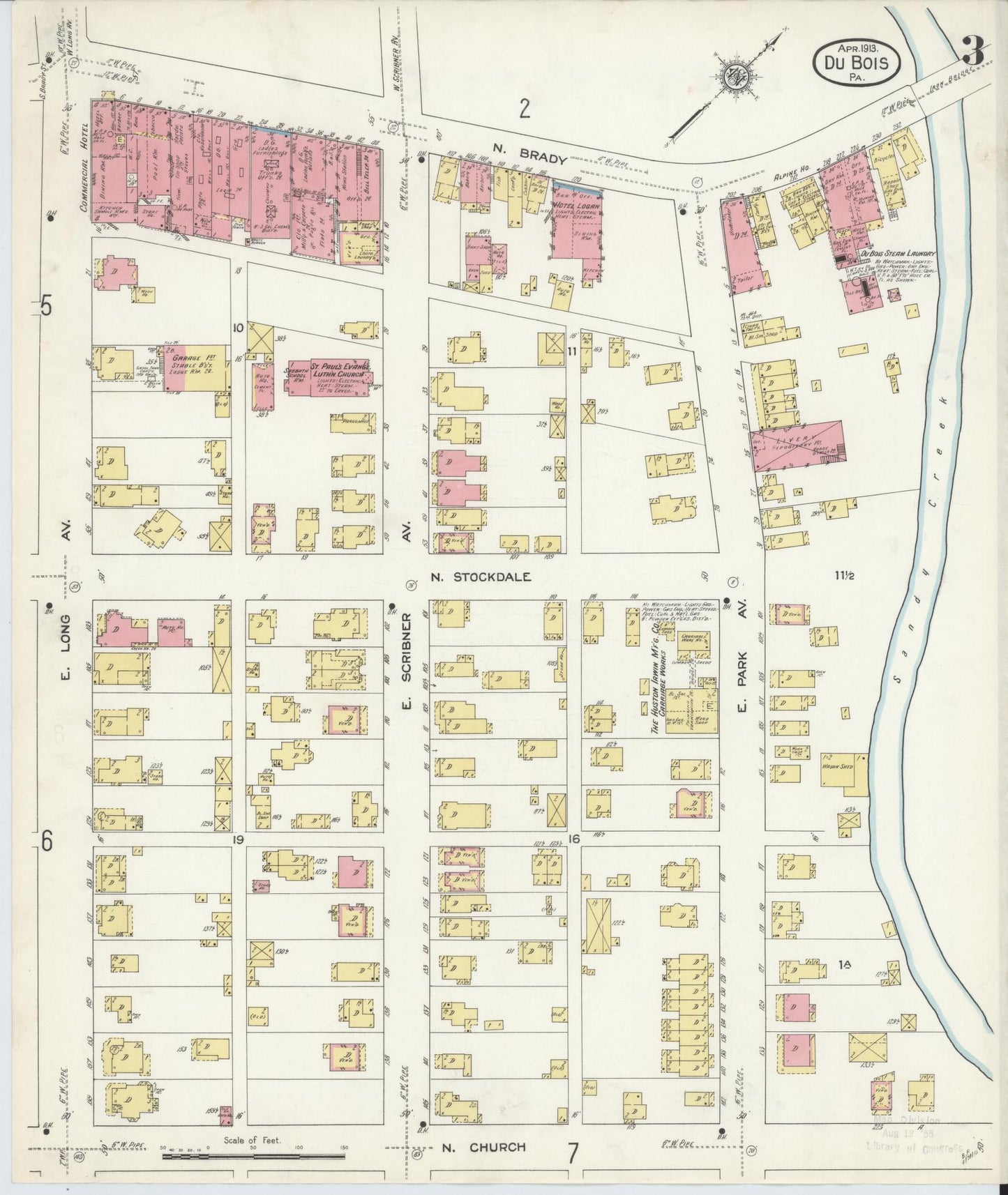 Sanborn Fire Insurance Map from Du Bois, Clearfield County, Pennsylvania (1913), Sheet #0003 - Historic Sanborn Fire Insurance Map Print, vintage old map wall art, antique decor, genealogy gift, Pennsylvania Pennsylvania map