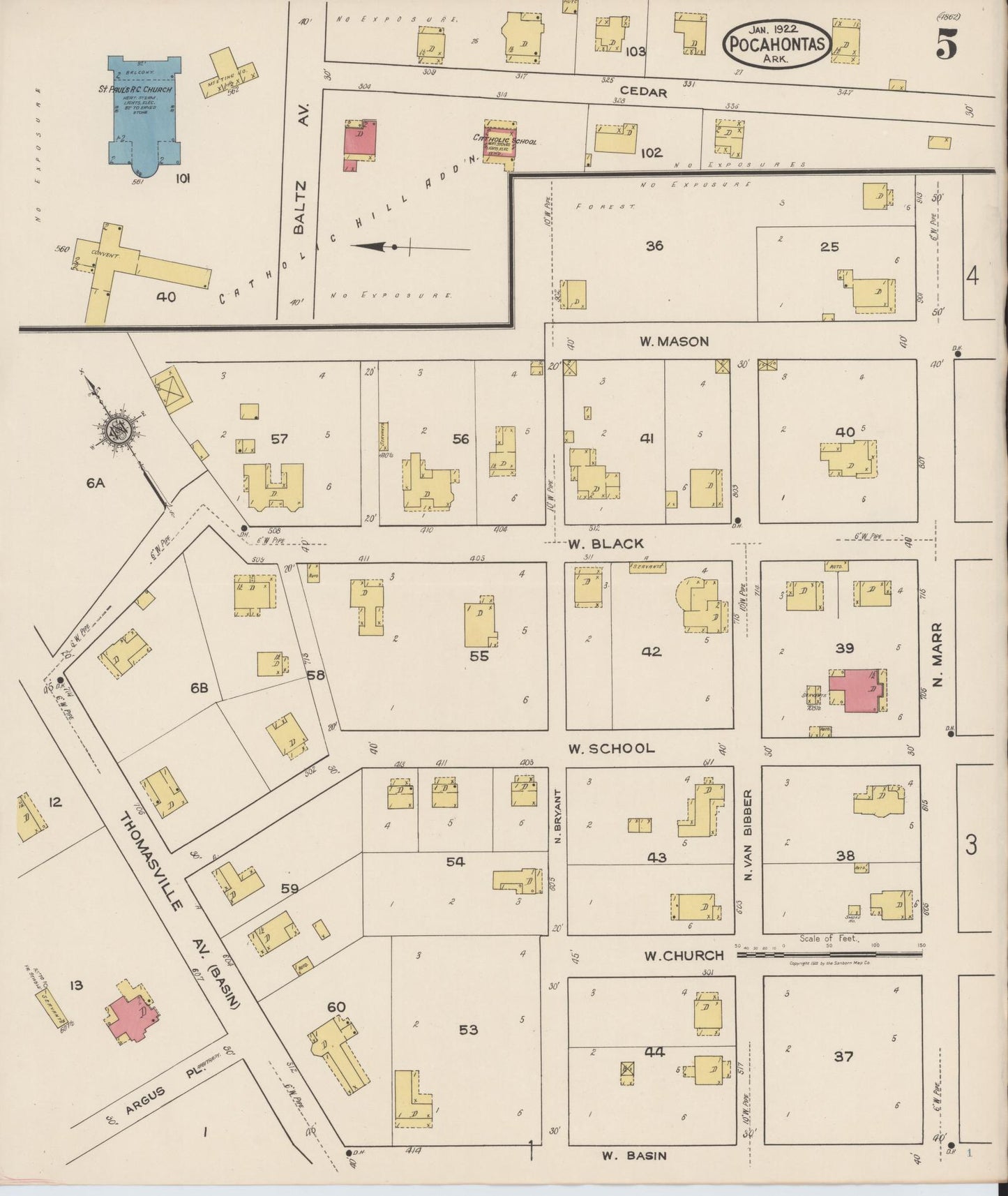 Sanborn Fire Insurance Map from Pocahontas, Randolph County, Arkansas (1922), Sheet #0005 - Complete Map Set gallery image, historic Sanborn map, vintage wall art, Arkansas Arkansas