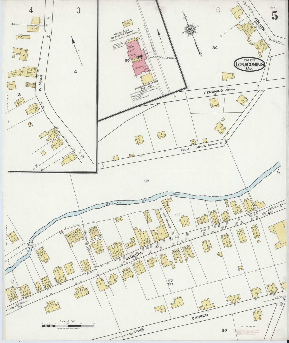Sanborn Fire Insurance Map from Lonaconing, Allegany County, Maryland (1921), Sheet #0005 - Historic Sanborn Fire Insurance Map Print, vintage old map wall art, antique decor, genealogy gift, Maryland Maryland map