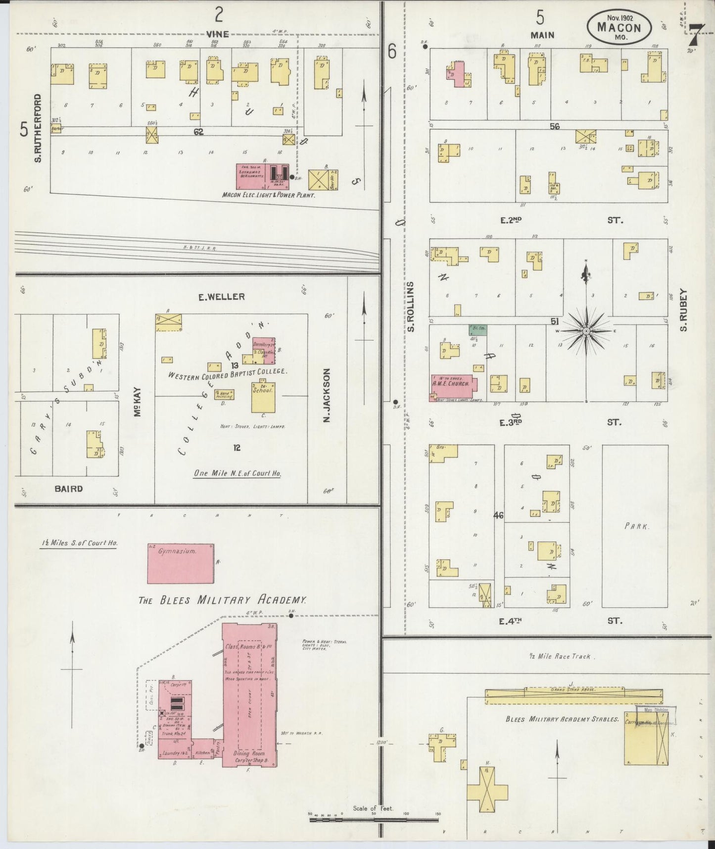 Sanborn Fire Insurance Map from Macon, Macon County, Missouri (1902), Sheet #0007 - Historic Sanborn Fire Insurance Map Print, vintage old map wall art, antique decor, genealogy gift, Missouri Missouri map