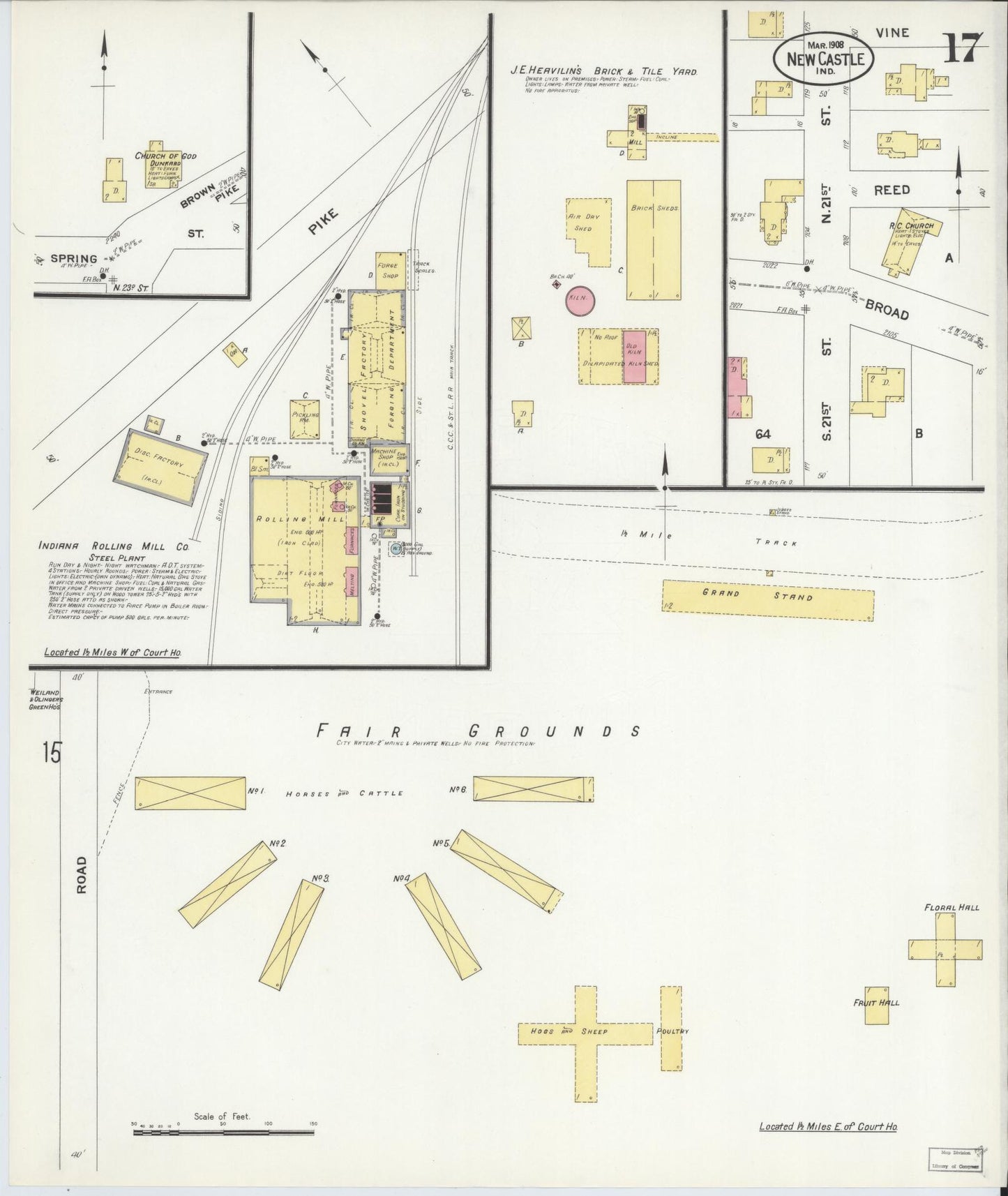 Sanborn Fire Insurance Map from New Castle, Henry County, Indiana (1908), Sheet #0017 - Complete Map Set gallery image, historic Sanborn map, vintage wall art, Indiana Indiana