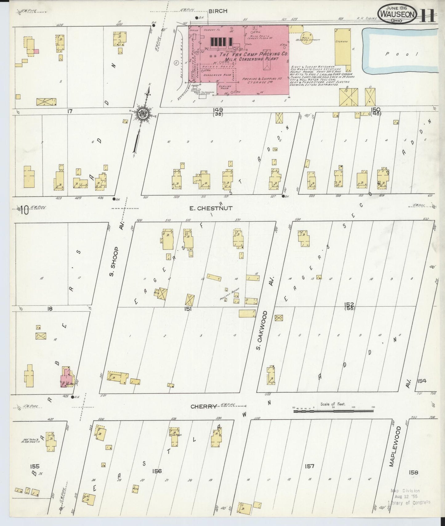 Sanborn Fire Insurance Map from Wauseon, Fulton County, Ohio (1916), Sheet #0011 - Historic Sanborn Fire Insurance Map Print, vintage old map wall art, antique decor, genealogy gift, Ohio Ohio map