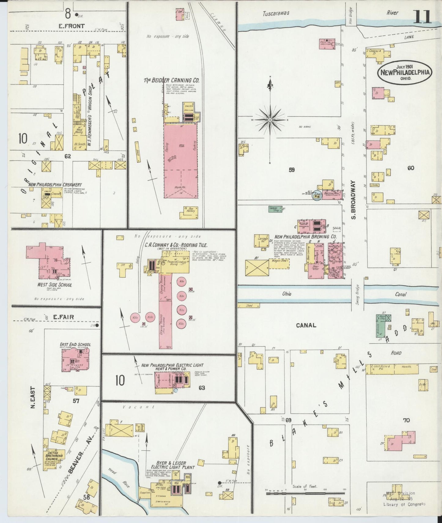 Sanborn Fire Insurance Map from New Philadelphia, Tuscarawas County, Ohio (1901), Sheet #0011 - Complete Map Set gallery image, historic Sanborn map, vintage wall art, Ohio Ohio