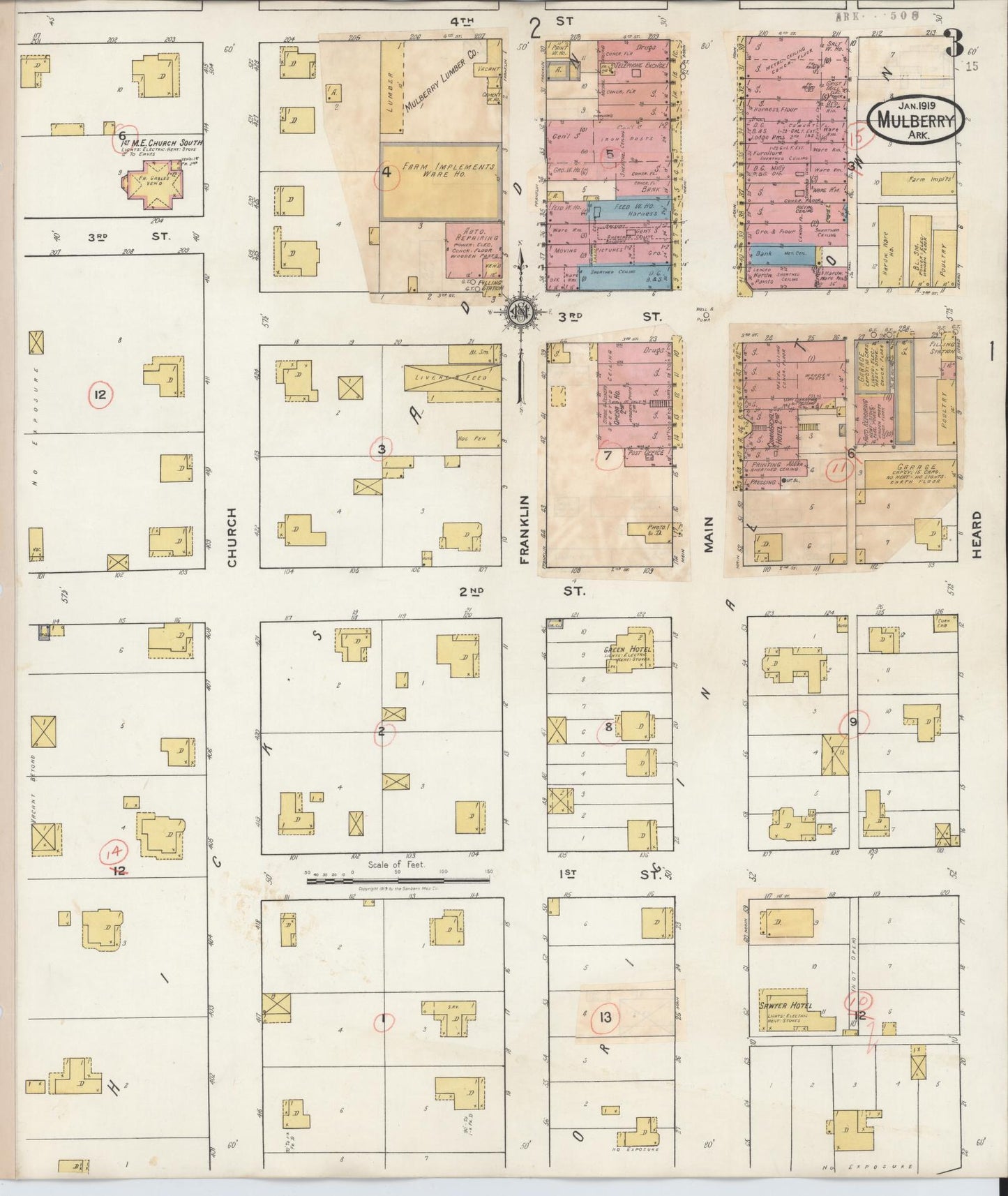 Sanborn Fire Insurance Map from Mulberry, Crawford County, Arkansas (1930), Sheet #0003 - Complete Map Set gallery image, historic Sanborn map, vintage wall art, Arkansas Arkansas