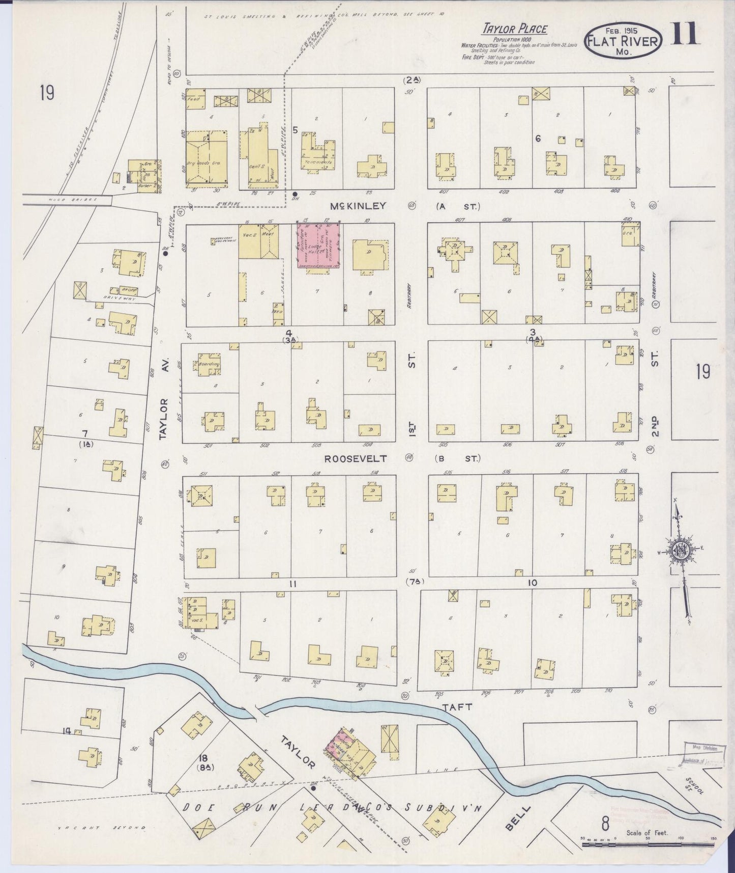 Sanborn Fire Insurance Map from Flat River, Saint Francois County, Missouri (1915), Sheet #0011 - Historic Sanborn Fire Insurance Map Print, vintage old map wall art, antique decor, genealogy gift, Missouri Missouri map