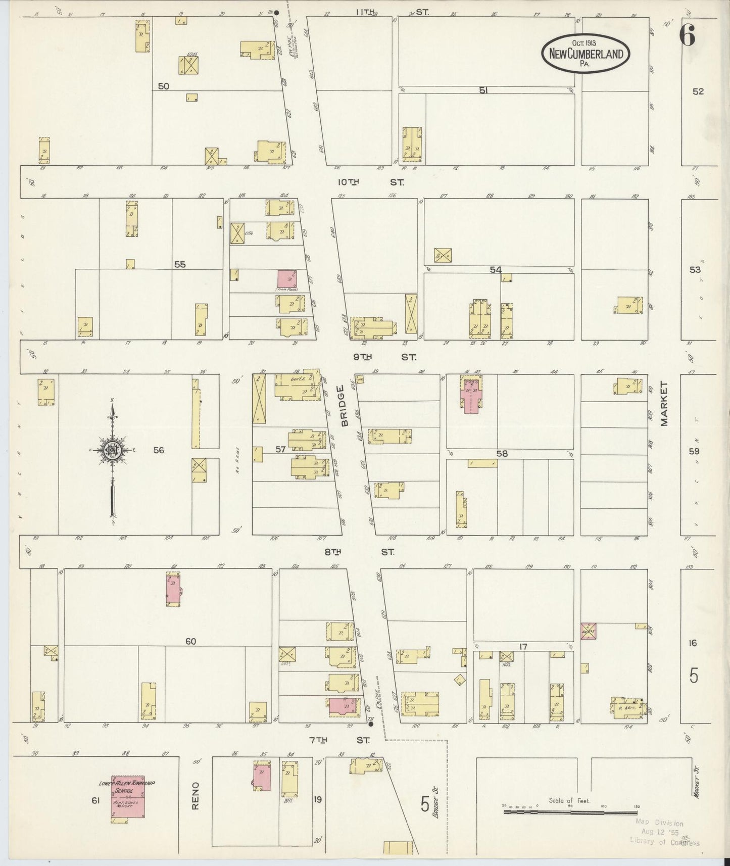 Sanborn Fire Insurance Map from New Cumberland, Cumberland County, Pennsylvania (1913), Sheet #0006 - Complete Map Set gallery image, historic Sanborn map, vintage wall art, Pennsylvania Pennsylvania
