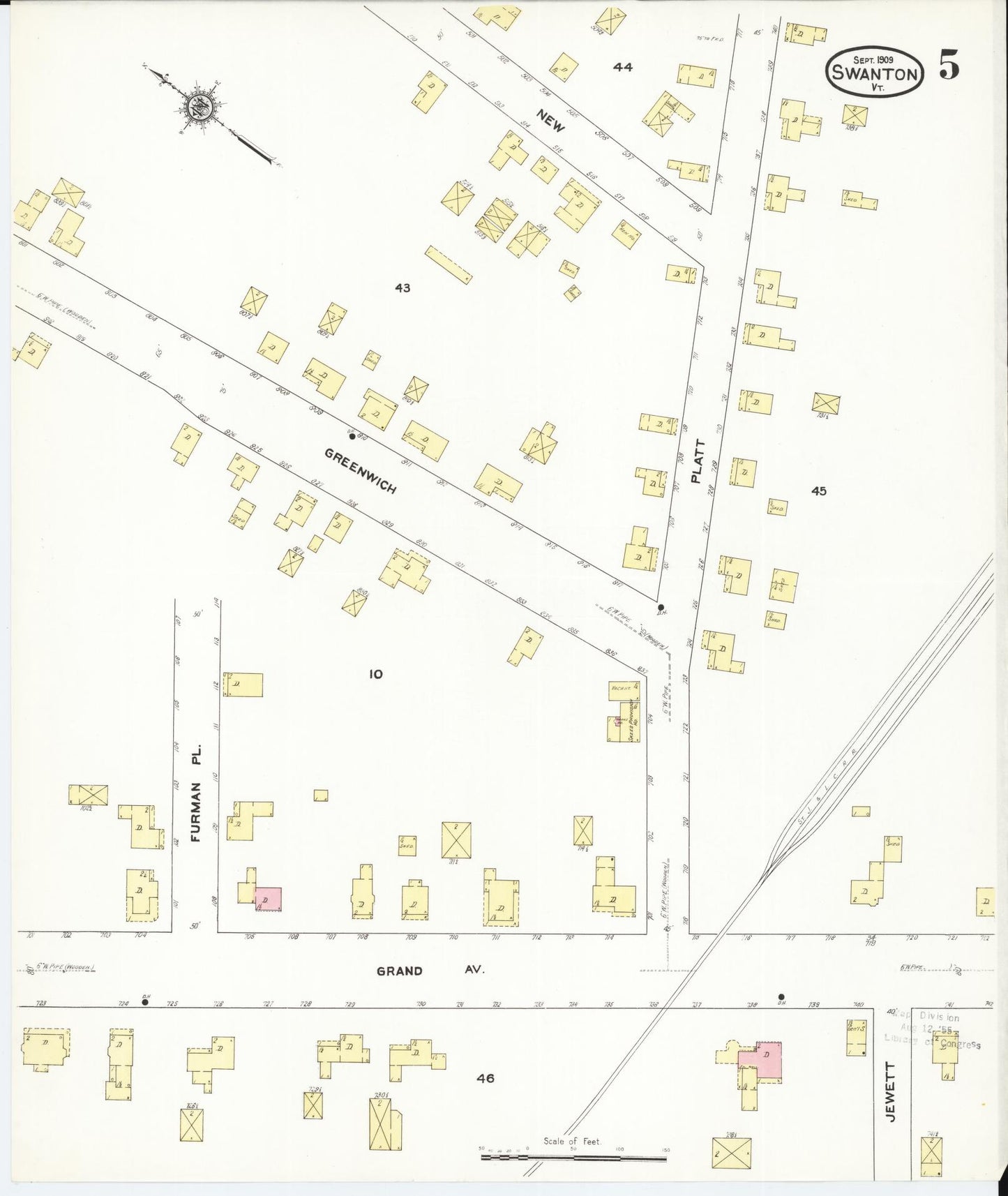 Sanborn Fire Insurance Map from Swanton, Franklin County, Vermont (1909), Sheet #0005 - Complete Map Set gallery image, historic Sanborn map, vintage wall art, Vermont Vermont