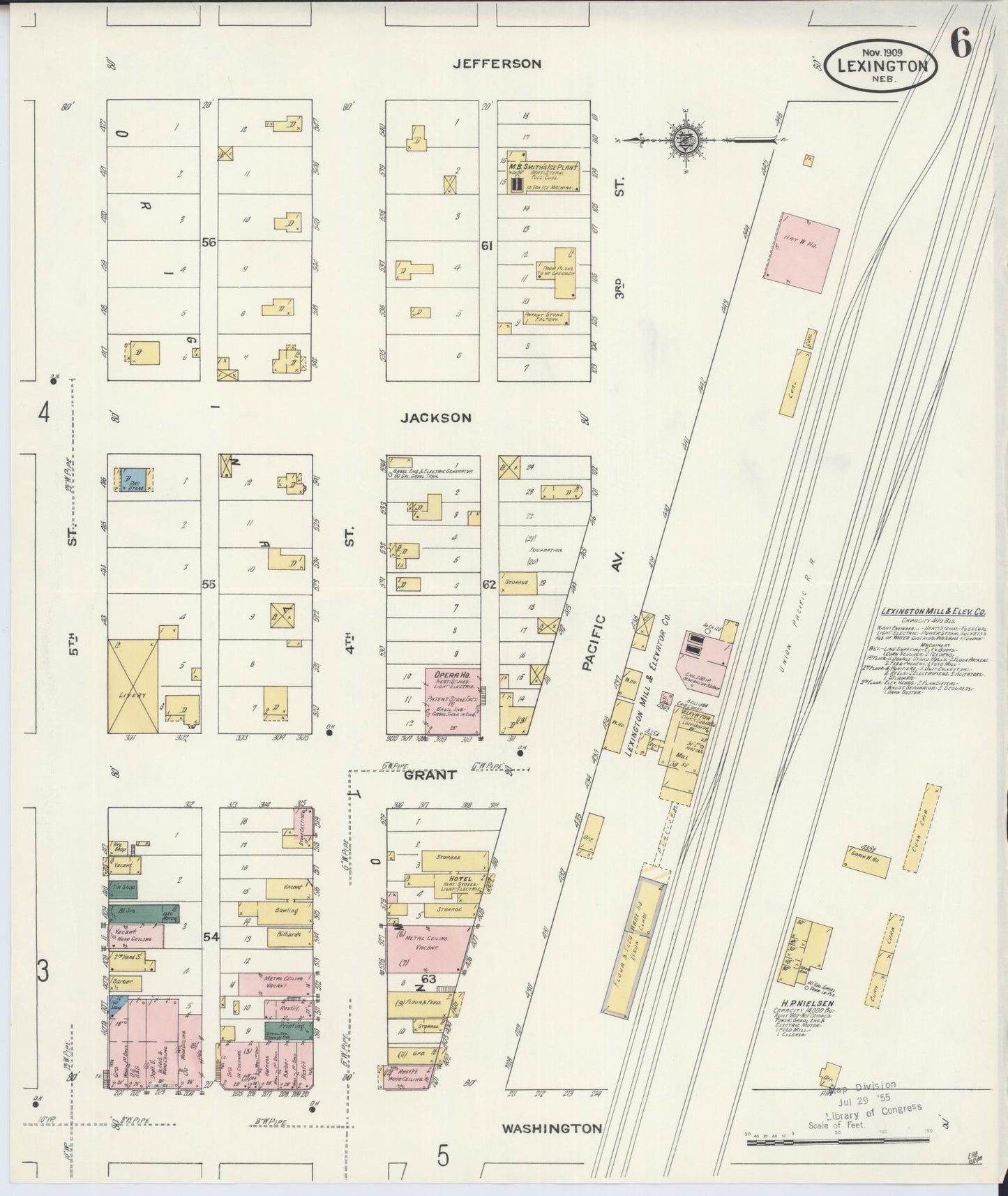 Sanborn Fire Insurance Map from Lexington, Dawson County, Nebraska (1909), Sheet #0006 - Historic Sanborn Fire Insurance Map Print, vintage old map wall art, antique decor, genealogy gift, Nebraska Nebraska map