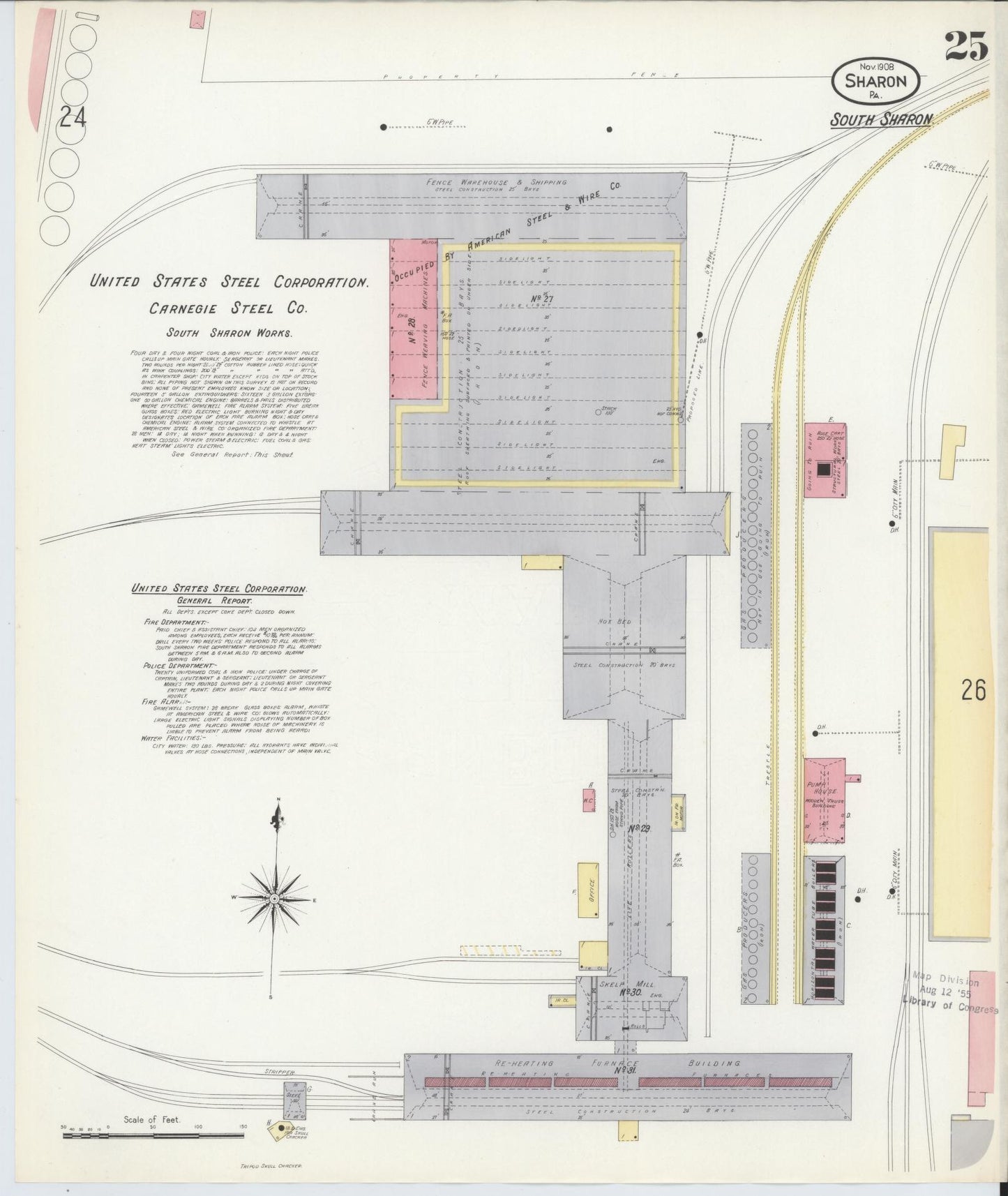 Sanborn Fire Insurance Map from Sharon, Mercer County, Pennsylvania. (1908), Sheet 25 – Historic Sanborn Fire Insurance Map Print