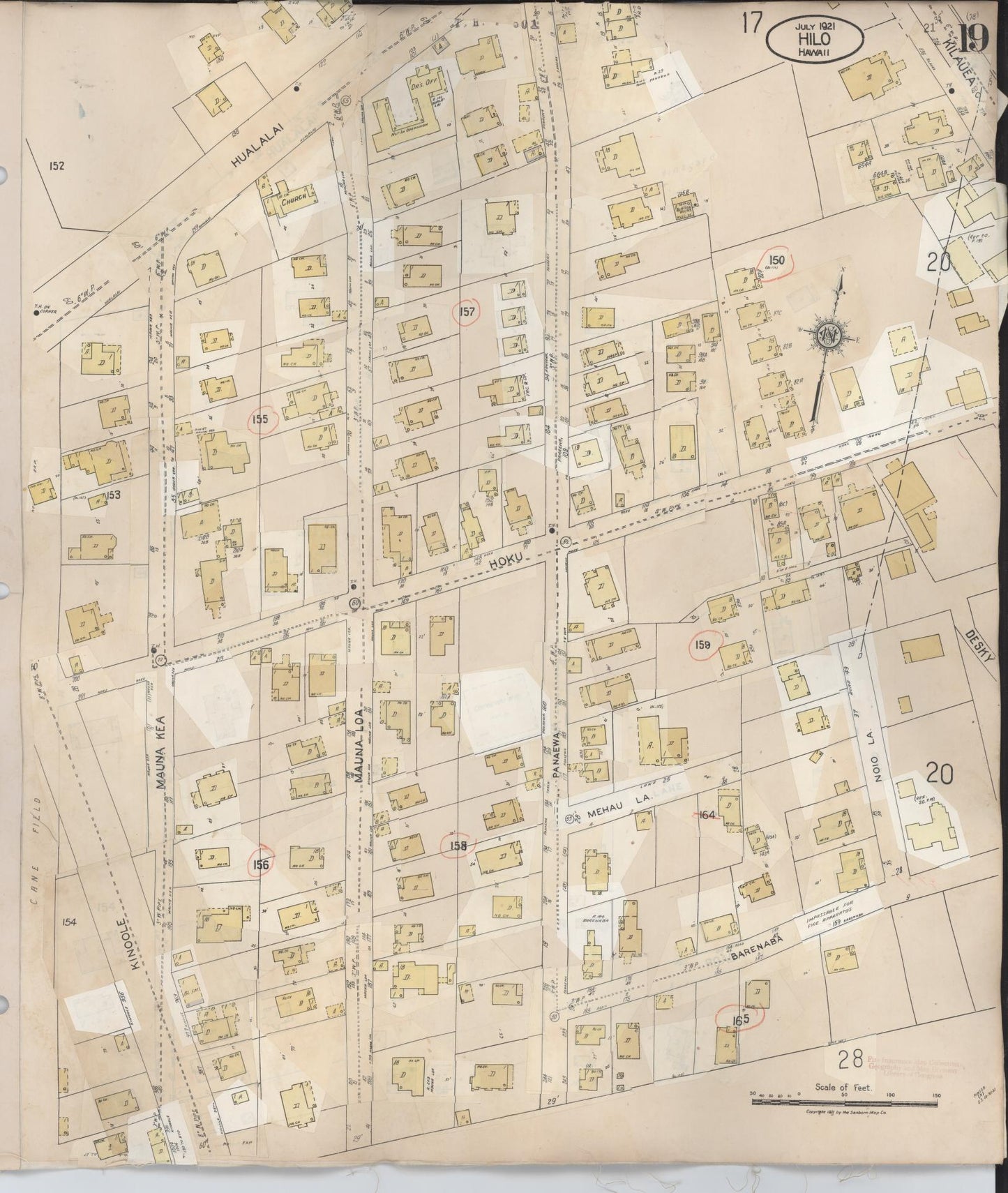 Sanborn Fire Insurance Map from Hilo, Hawaii County, Hawaii (1957), Sheet #0019 - Historic Sanborn Fire Insurance Map Print