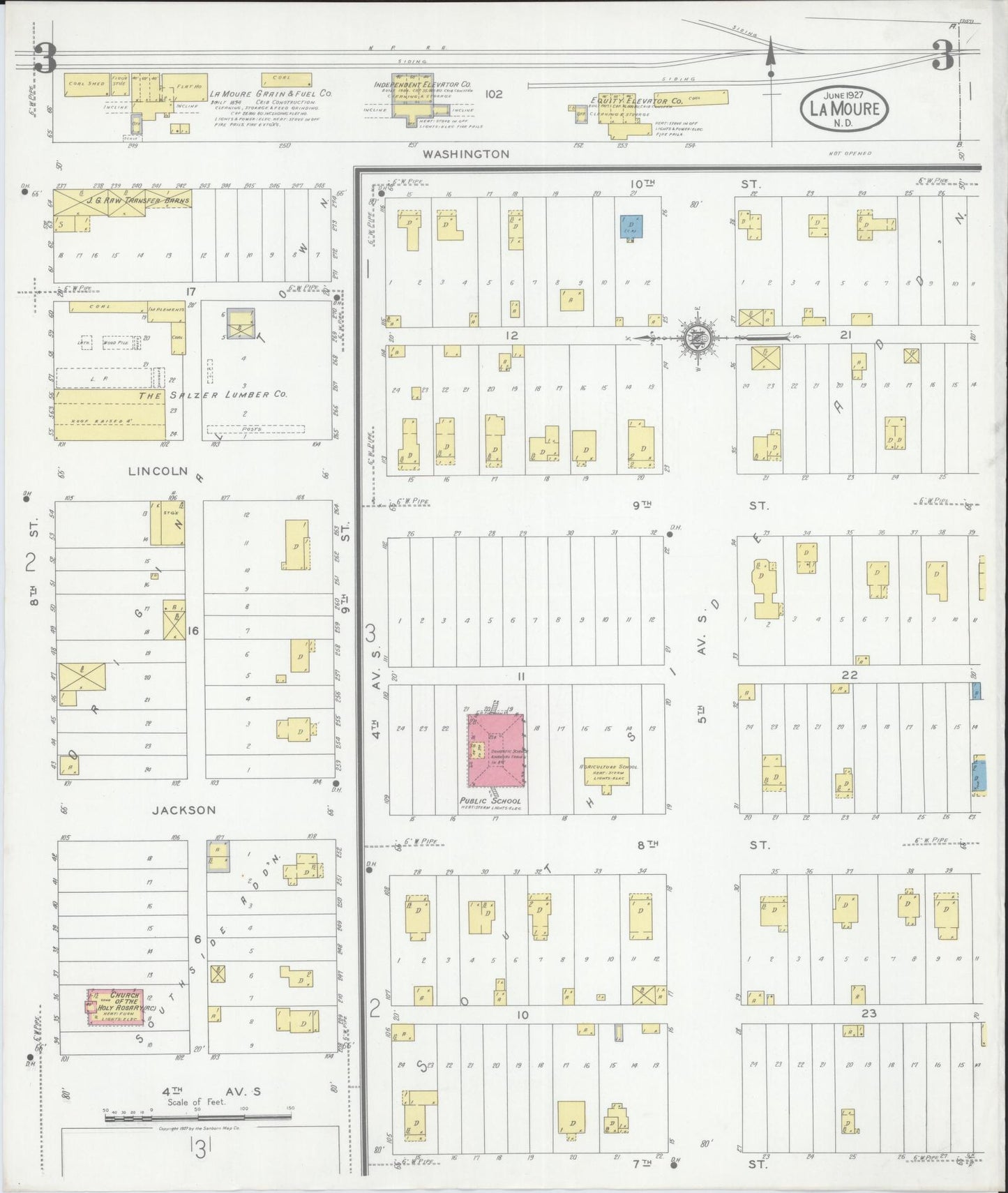 Sanborn Fire Insurance Map from La Moure, La Moure County, North Dakota (1927), Sheet #0003 - Historic Sanborn Fire Insurance Map Print, vintage old map wall art, antique decor, genealogy gift, North Dakota North Dakota map
