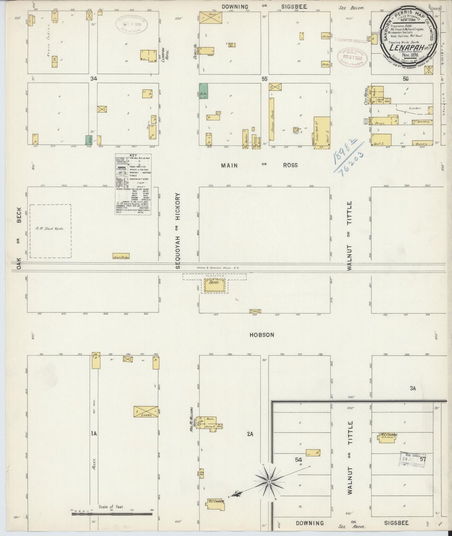 Sanborn Fire Insurance Map from Lenapah, Nowata County, Oklahoma (1898), Sheet #0001 - Historic Sanborn Fire Insurance Map Print, vintage old map wall art, antique decor, genealogy gift, Oklahoma Oklahoma map