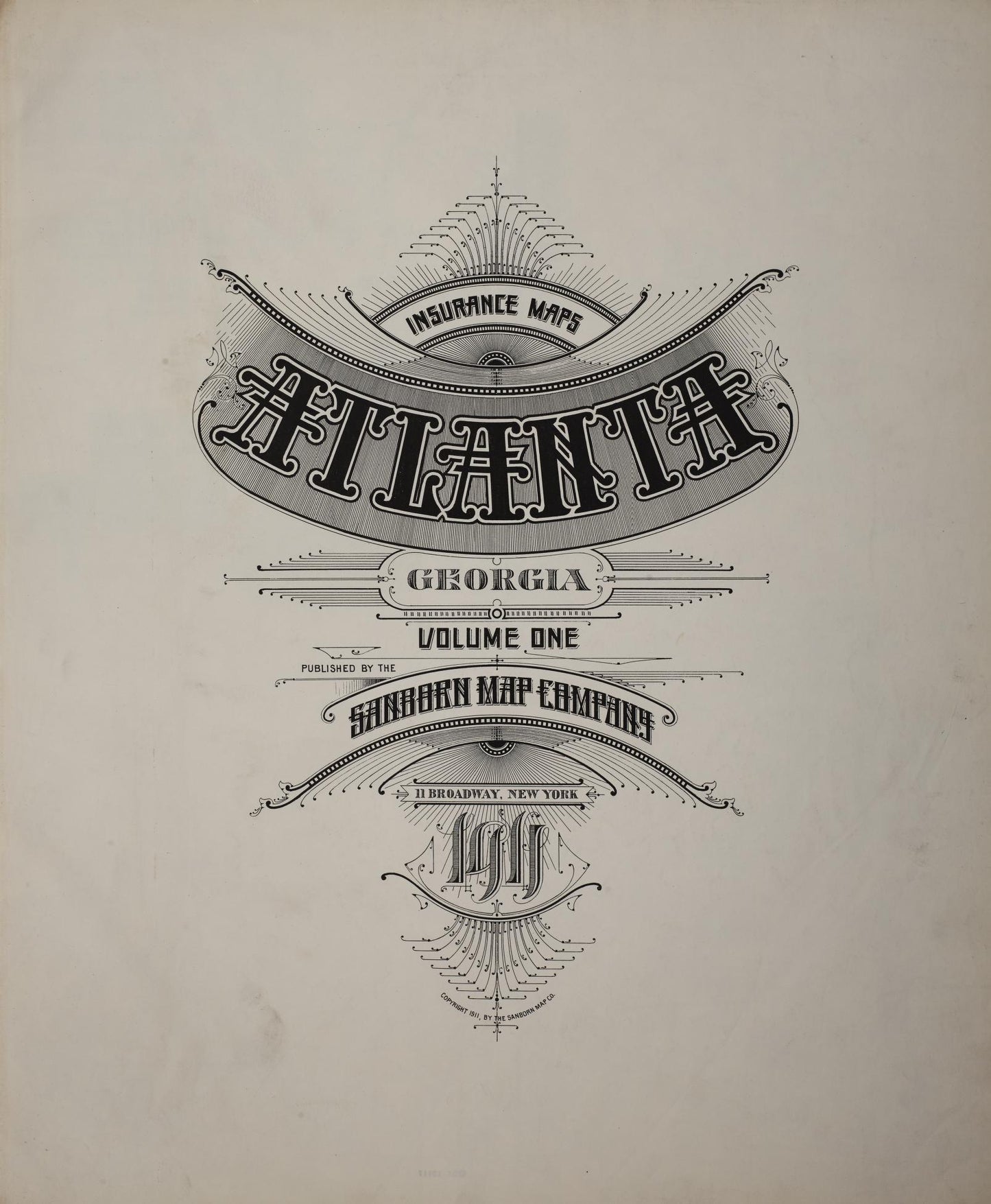 Sanborn Fire Insurance Map from Atlanta, Fulton County, Georgia (1911), Sheet #0001 - Historic Sanborn Fire Insurance Map Print, vintage old map wall art, antique decor, genealogy gift, Georgia Georgia map