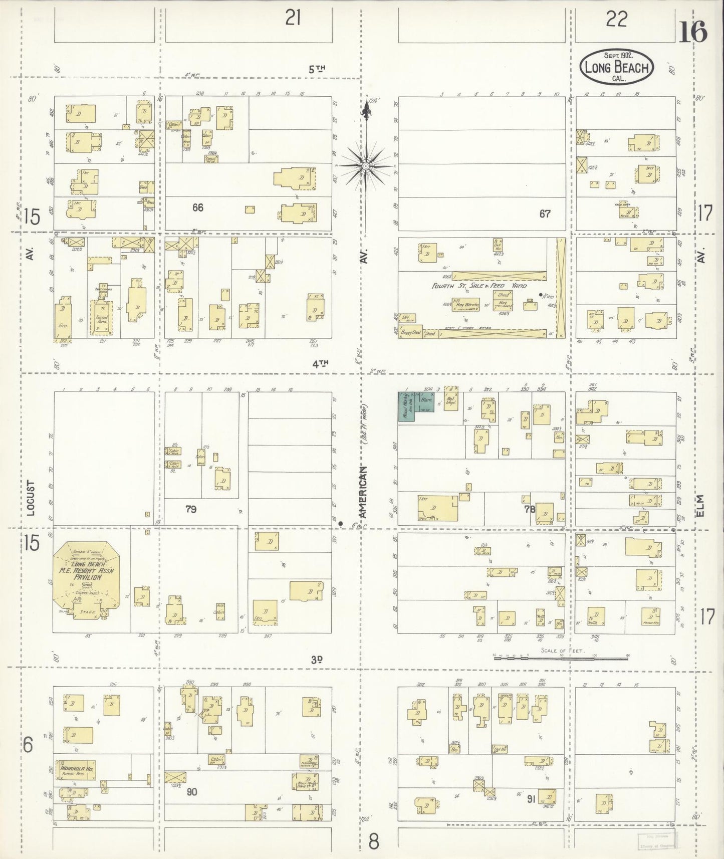 Sanborn Fire Insurance Map from Long Beach, Los Angeles County, California (1902), Sheet #0016 - Historic Sanborn Fire Insurance Map Print, vintage old map wall art, antique decor, genealogy gift, California California map