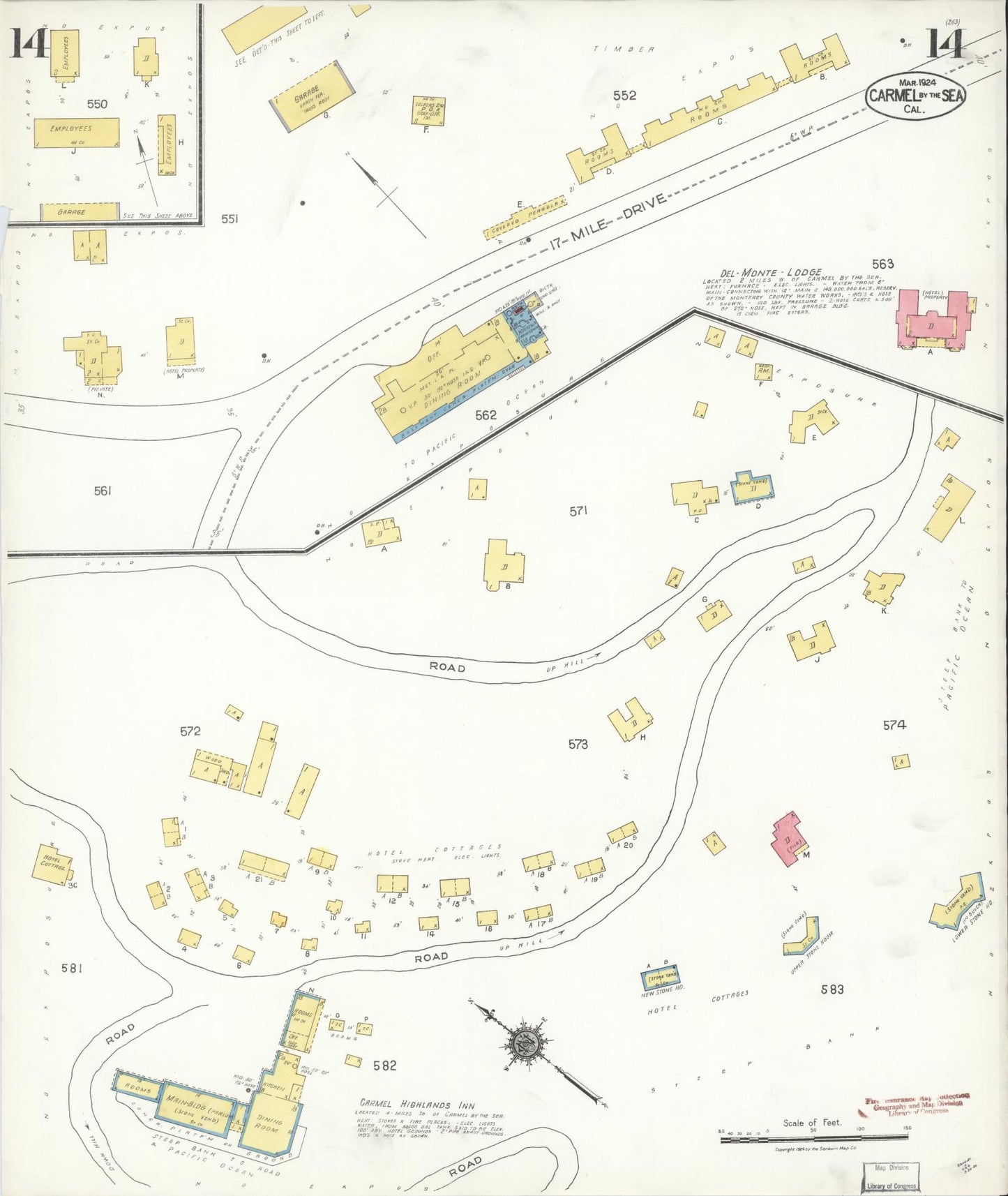 Sanborn Fire Insurance Map from Carmel By The Sea, Monterey County, California (1924), Sheet #0014 - Complete Map Set gallery image, historic Sanborn map, vintage wall art, California California