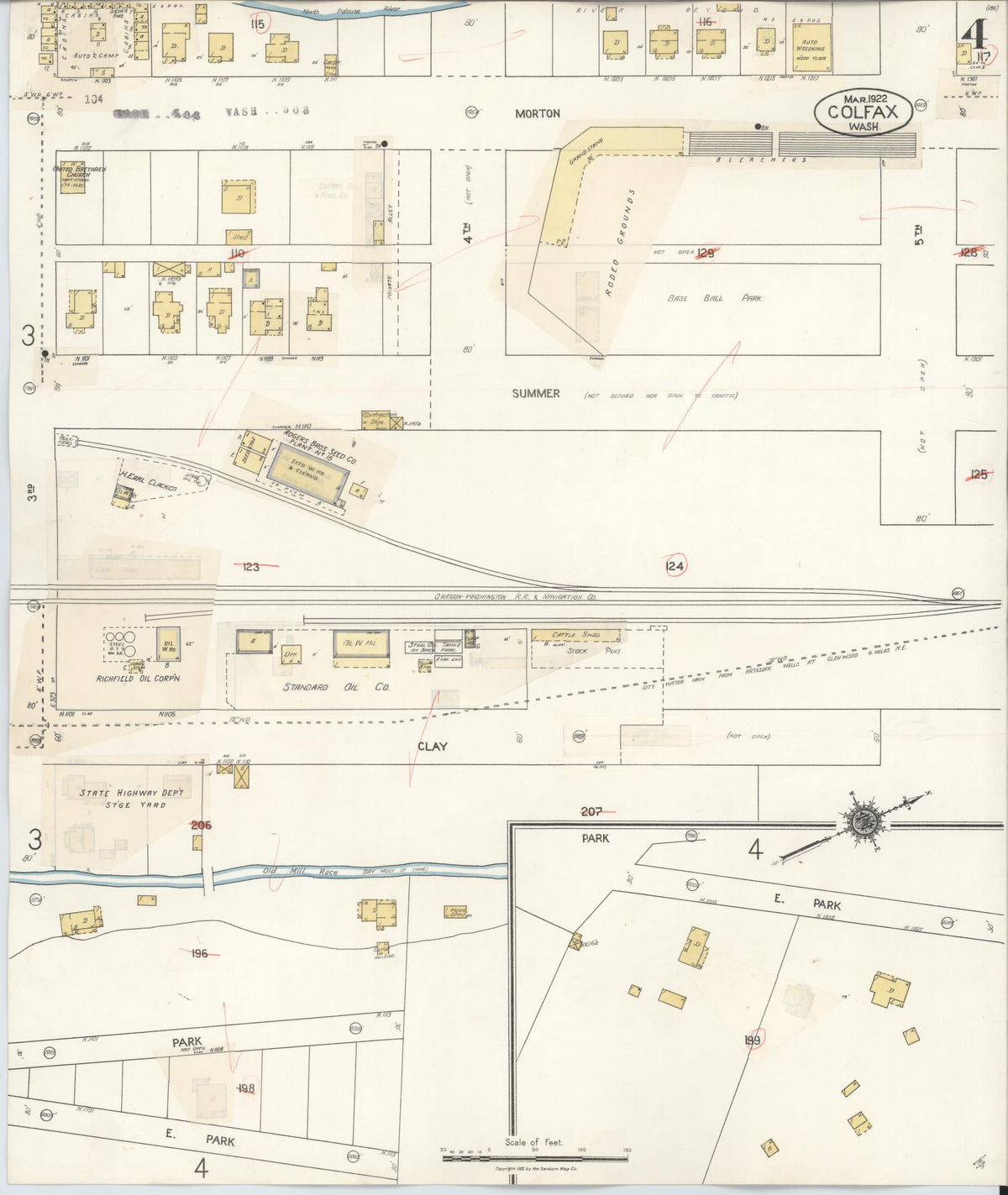 Sanborn Fire Insurance Map from Colfax, Whitman County, Washington (1939), Sheet #0004 - Historic Sanborn Fire Insurance Map Print, vintage old map wall art, antique decor, genealogy gift, Washington Washington map
