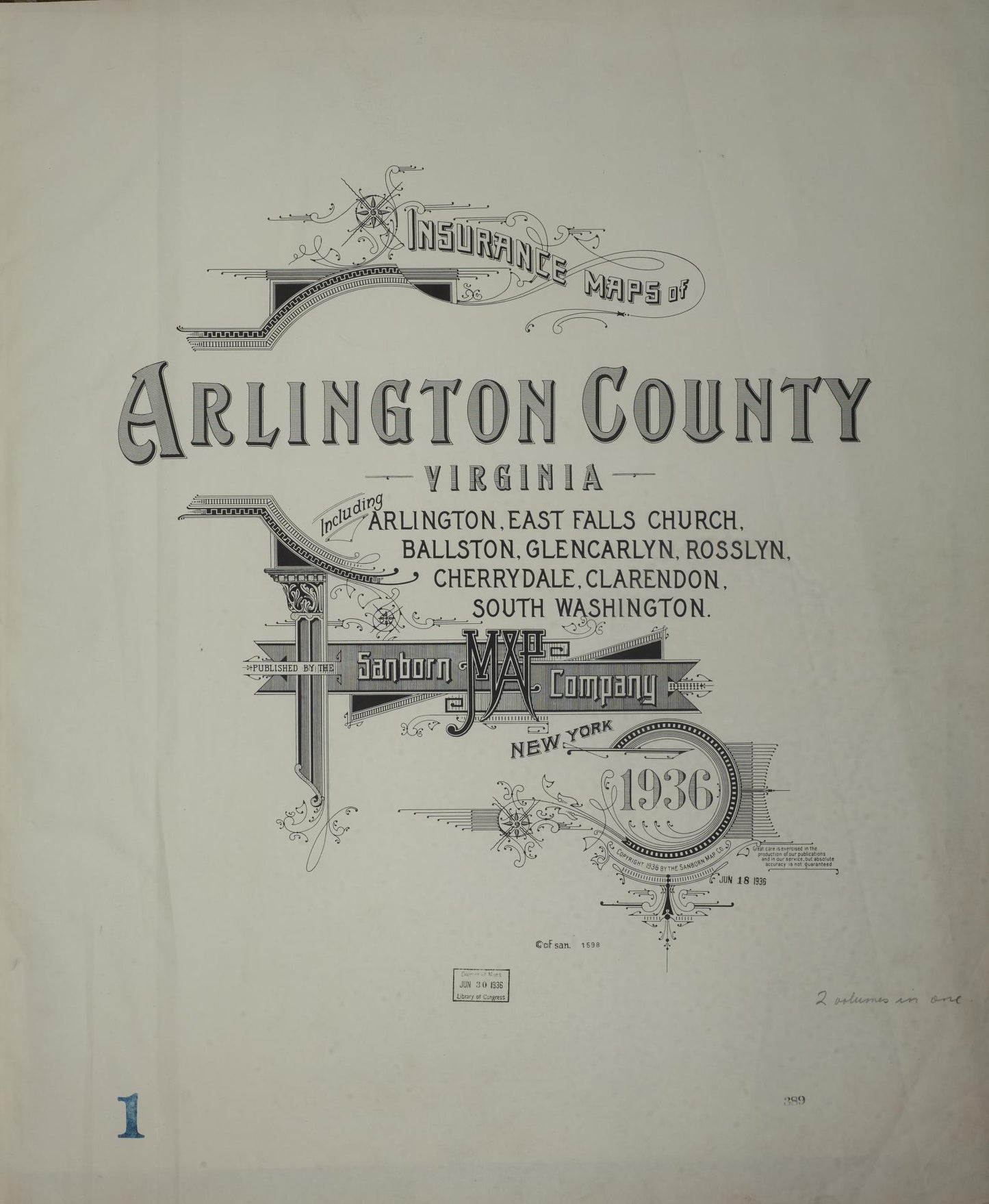 Sanborn Fire Insurance Map from Arlington County, Arlington County, Virginia. (1936) – Historic Sanborn Fire Insurance Map Print