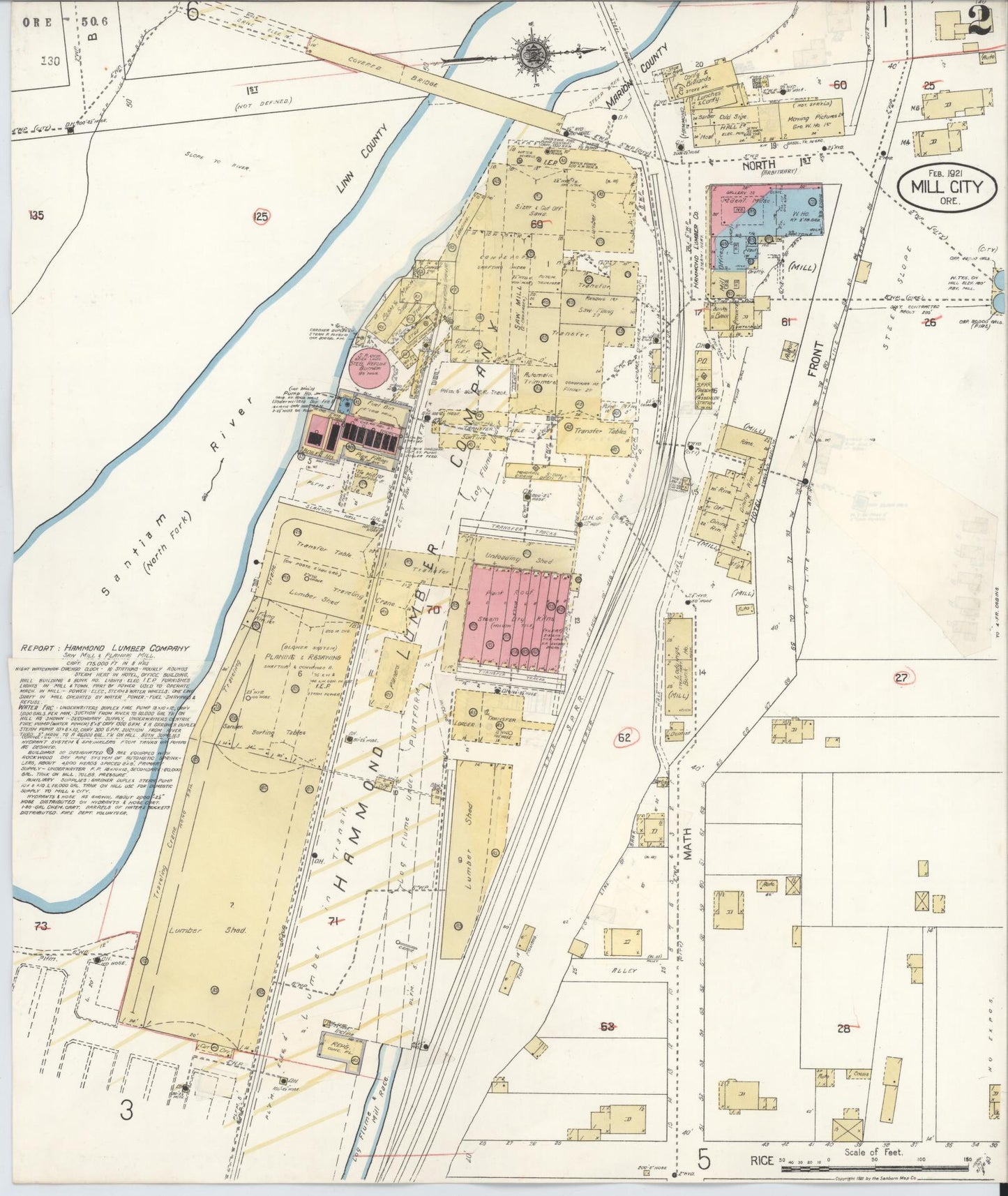 Sanborn Fire Insurance Map from Mill City, Linn And Marion Counties, Oregon (1931), Sheet #0002 - Historic Sanborn Fire Insurance Map Print, vintage old map wall art, antique decor, genealogy gift, Oregon Oregon map