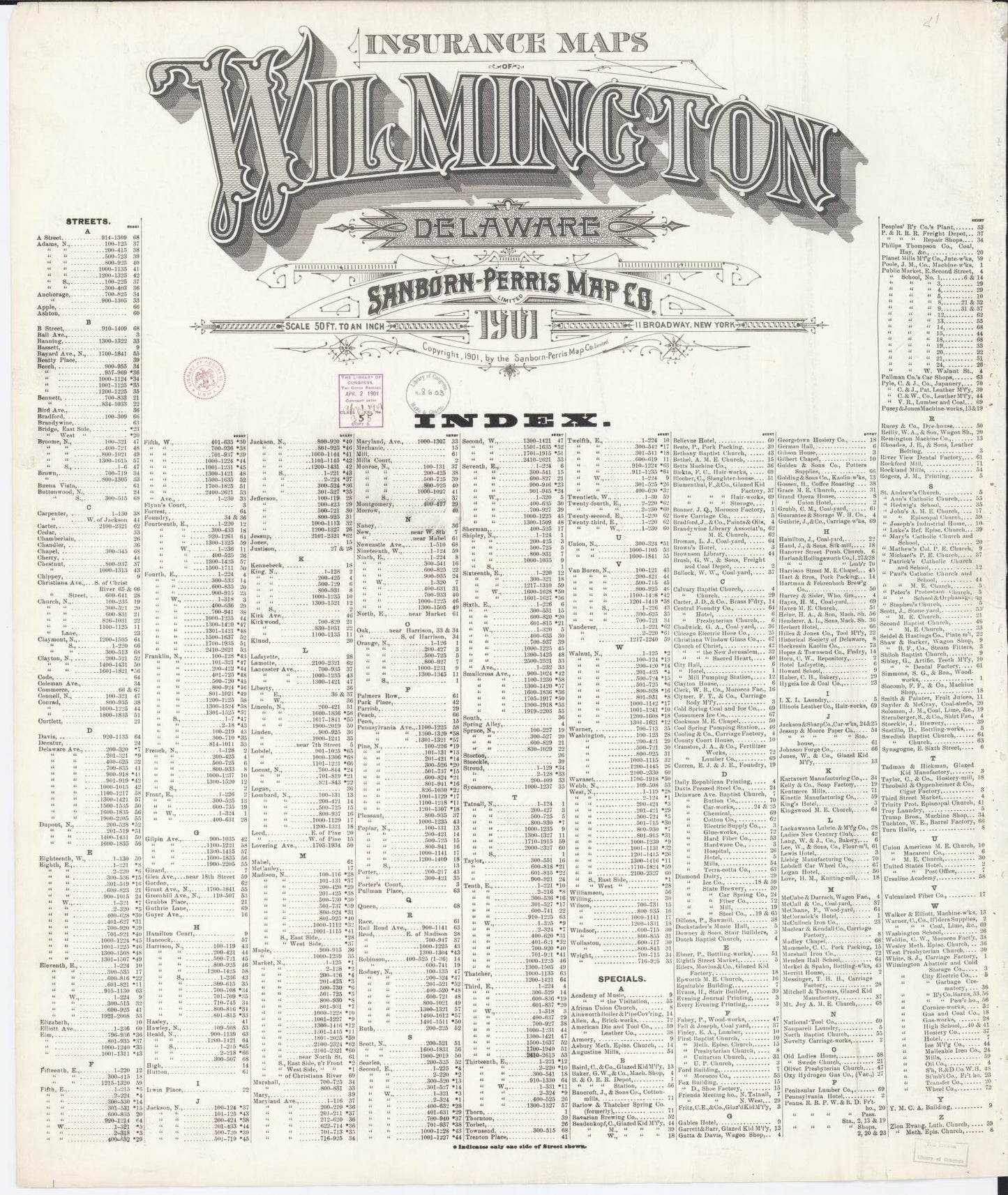 Sanborn Fire Insurance Map from Wilmington, New Castle County, Delaware. (1901) – Historic Sanborn Fire Insurance Map Print