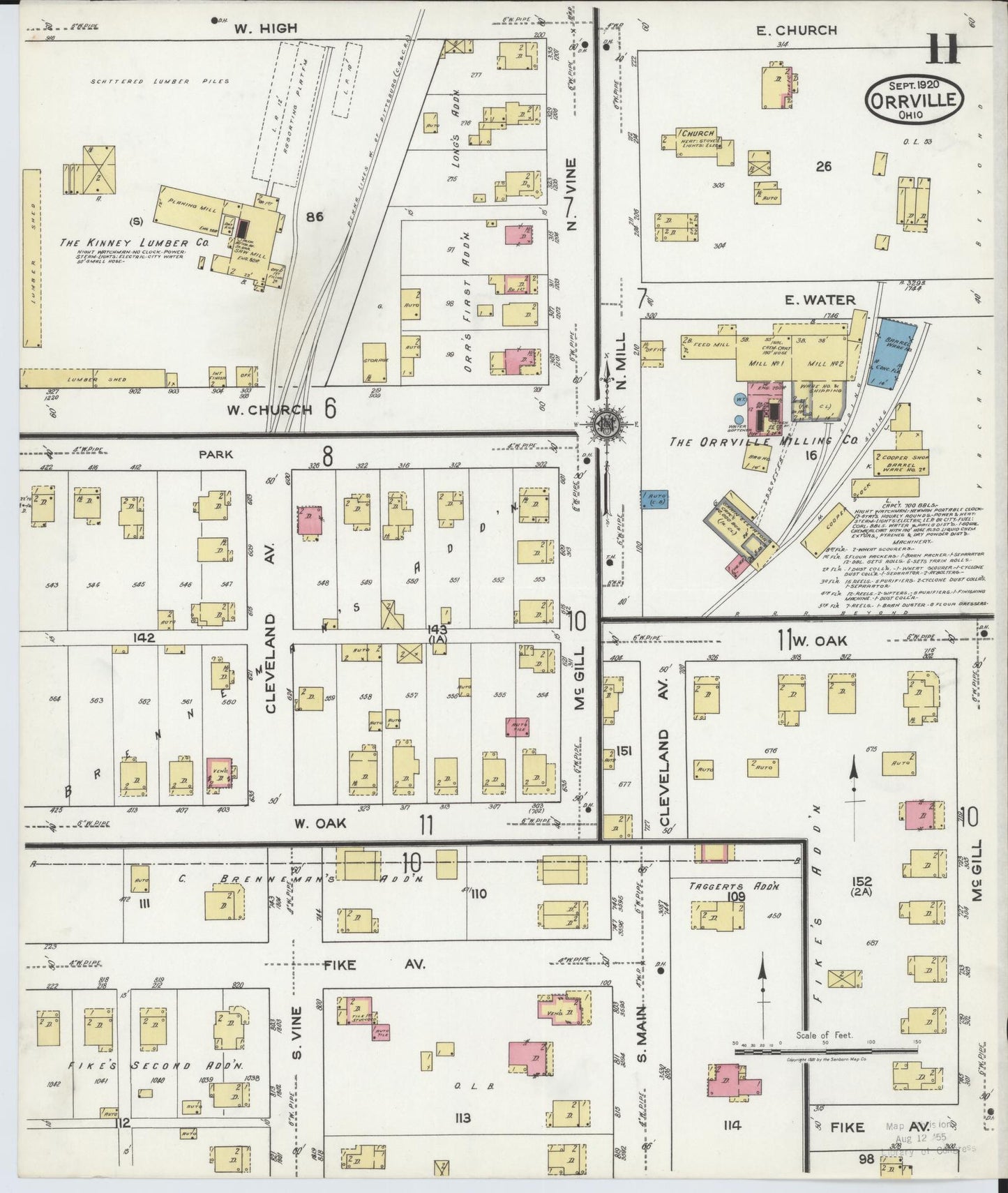 Sanborn Fire Insurance Map from Orrville, Wayne County, Ohio (1920), Sheet #0011 - Complete Map Set gallery image, historic Sanborn map, vintage wall art, Ohio Ohio