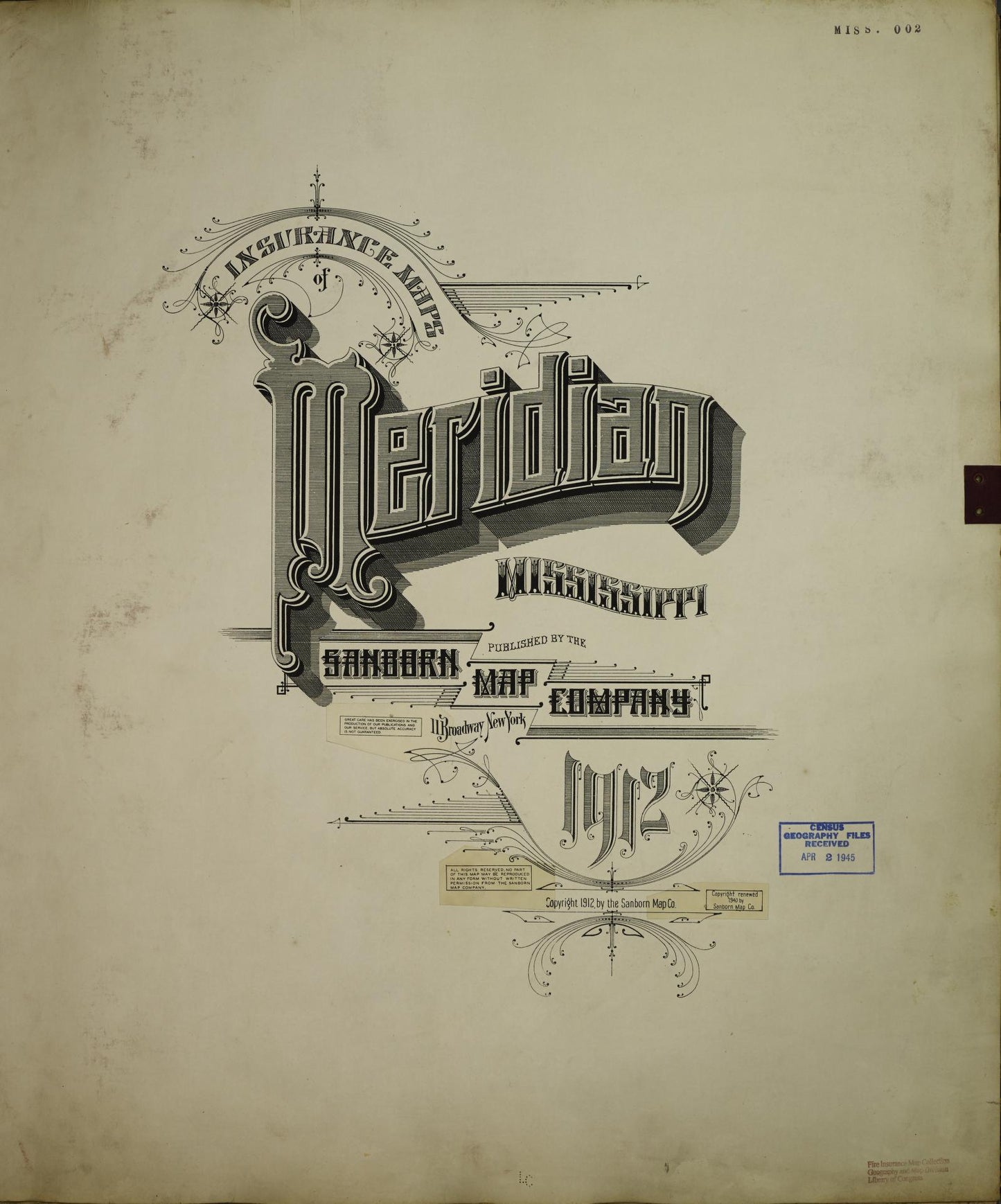 Sanborn Fire Insurance Map from Meridian, Lauderdale County, Mississippi (1950), Sheet #0001 - Historic Sanborn Fire Insurance Map Print, vintage old map wall art, antique decor, genealogy gift, Mississippi Mississippi map