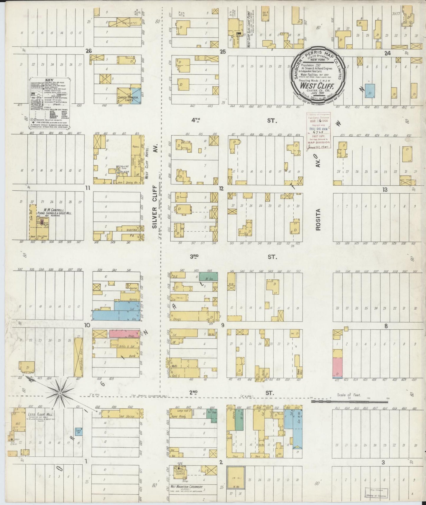 Sanborn Fire Insurance Map from West Cliff, Custer County, Colorado. (1900) – Historic Sanborn Fire Insurance Map Print