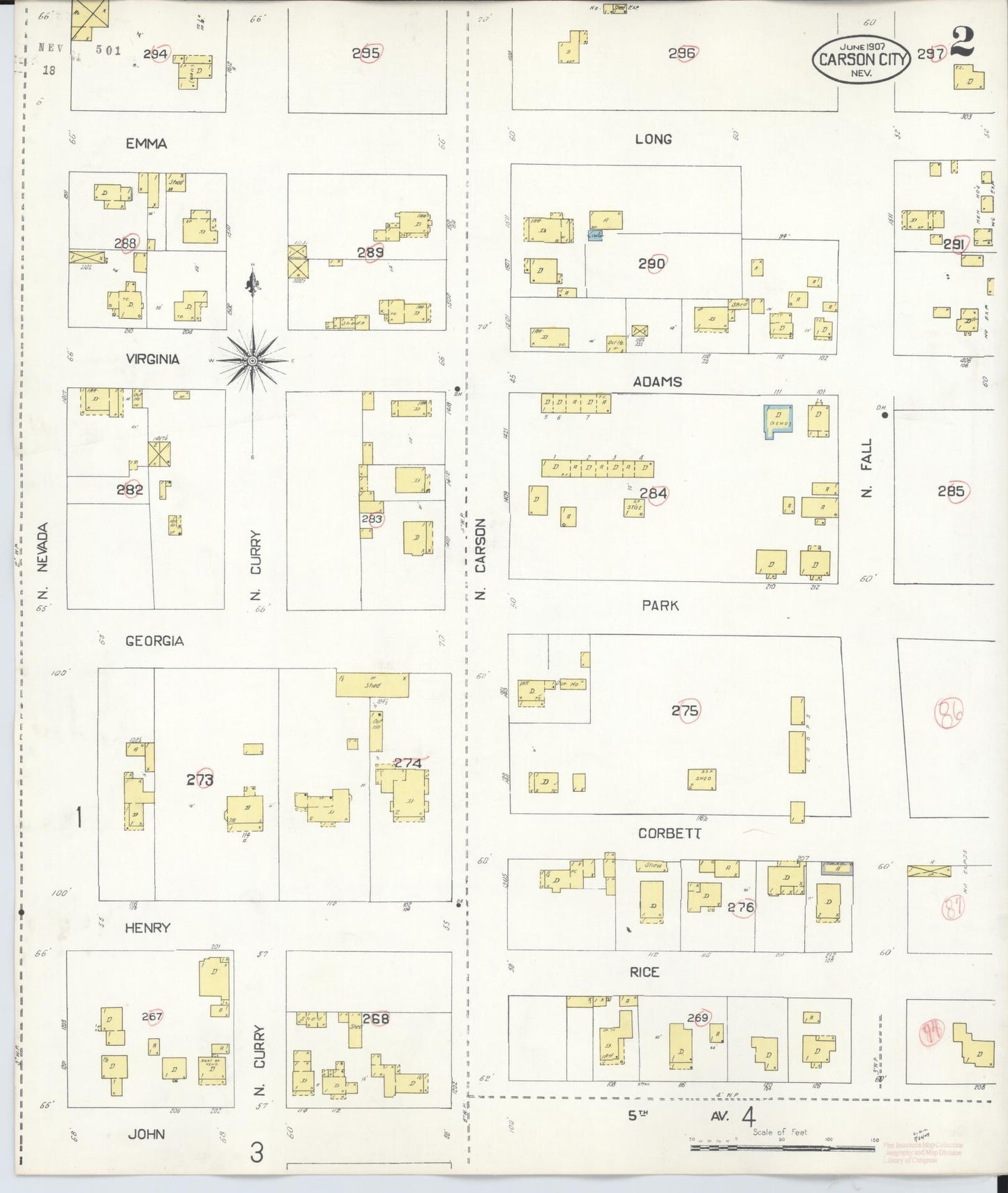Sanborn Fire Insurance Map from Carson City, Carson City County, Nevada (1941), Sheet #0002 - Historic Sanborn Fire Insurance Map Print, vintage old map wall art, antique decor, genealogy gift, Nevada Nevada map