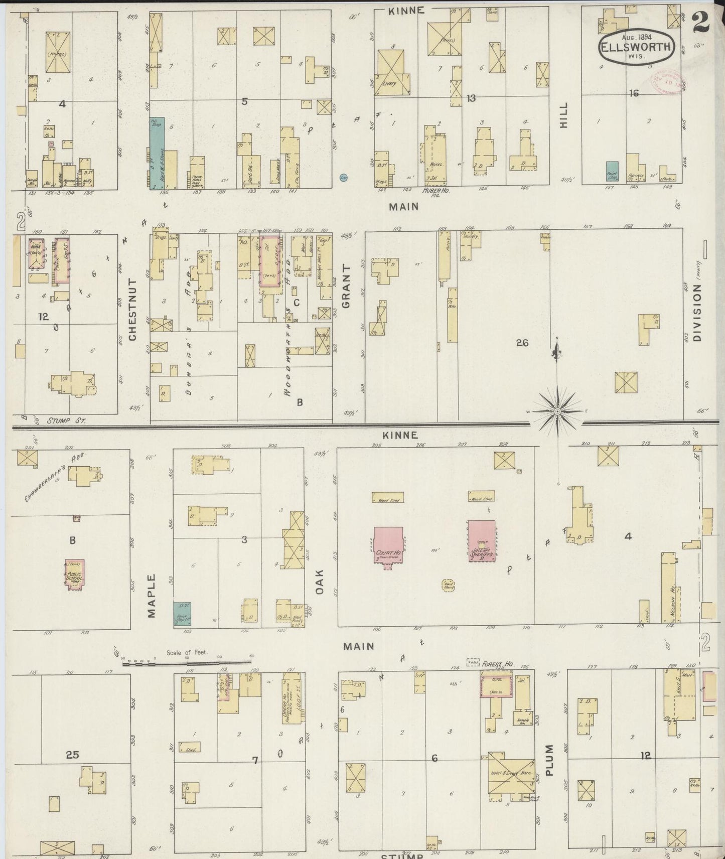 Sanborn Fire Insurance Map from Ellsworth, Pierce County, Wisconsin (1894), Sheet #0002 - Historic Sanborn Fire Insurance Map Print, vintage old map wall art, antique decor, genealogy gift, Wisconsin Wisconsin map