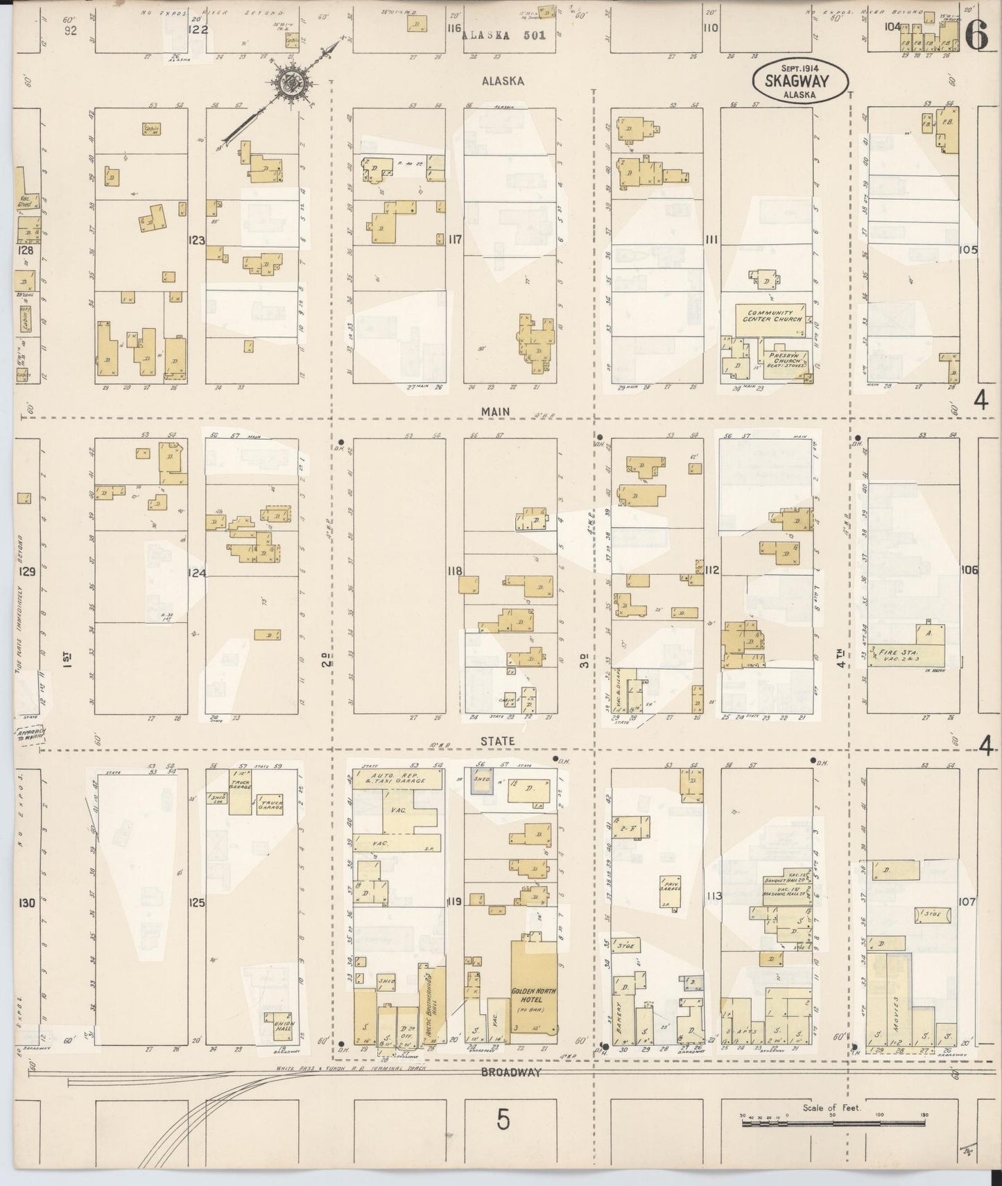 Sanborn Fire Insurance Map from Skagway, Shagway-yakutat Census Division, Alaska (1948), Sheet #0006 - Complete Map Set gallery image, historic Sanborn map, vintage wall art, Alaska Alaska