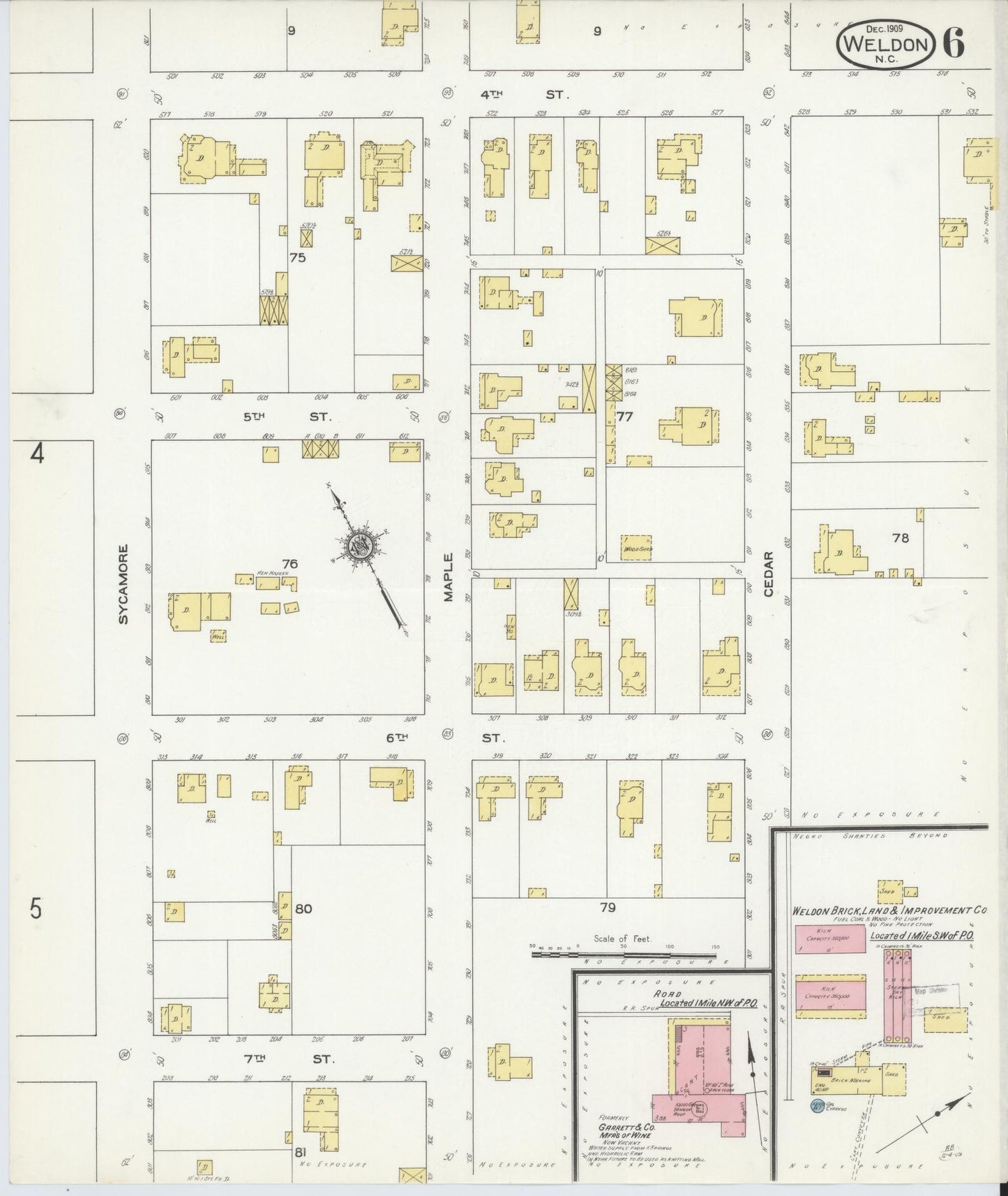 Sanborn Fire Insurance Map from Weldon, Halifax County, North Carolina (1909), Sheet #0006 - Historic Sanborn Fire Insurance Map Print, vintage old map wall art, antique decor, genealogy gift, North Carolina North Carolina map