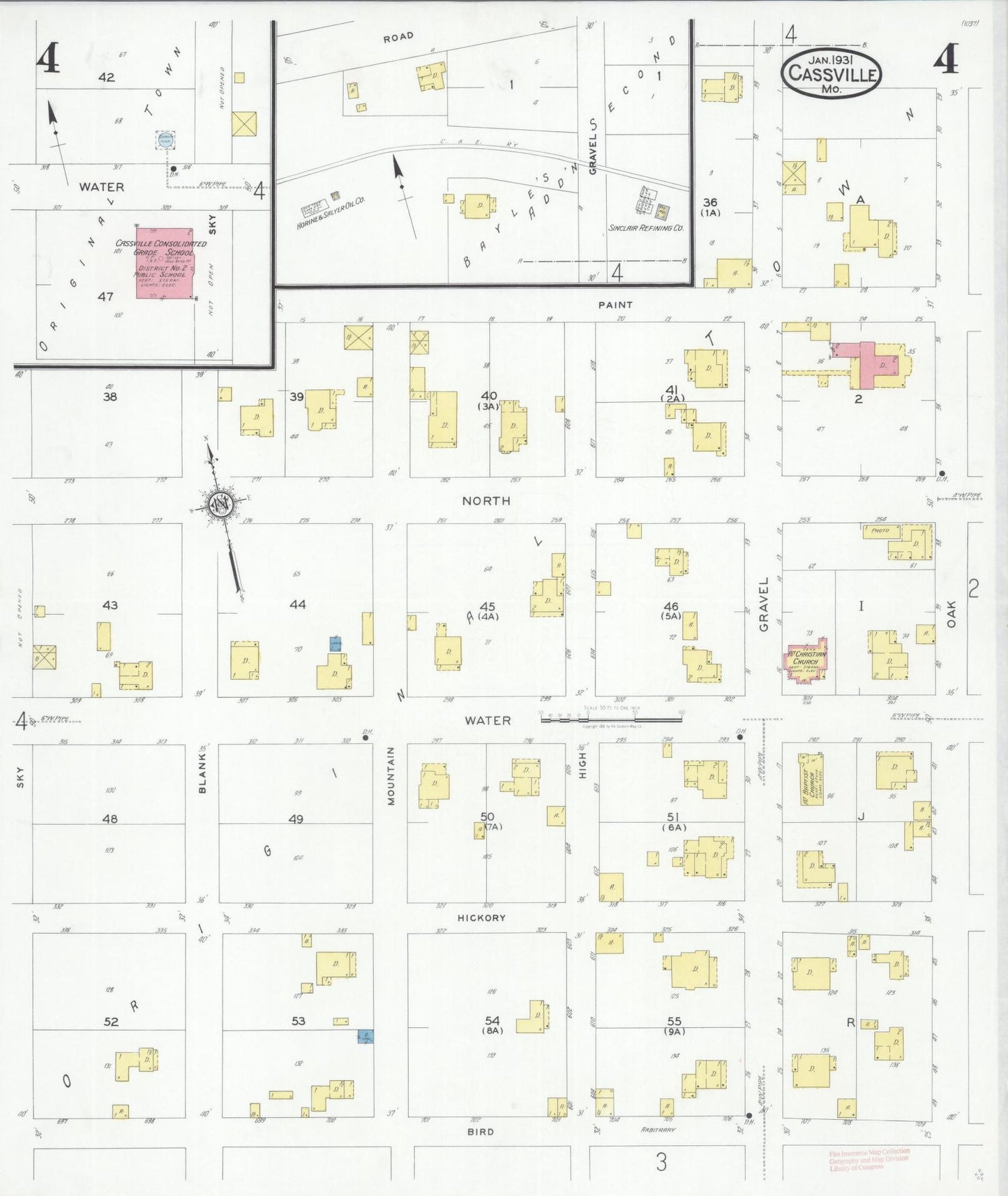 Sanborn Fire Insurance Map from Cassville, Barry County, Missouri (1931), Sheet #0004 - Historic Sanborn Fire Insurance Map Print, vintage old map wall art, antique decor, genealogy gift, Missouri Missouri map