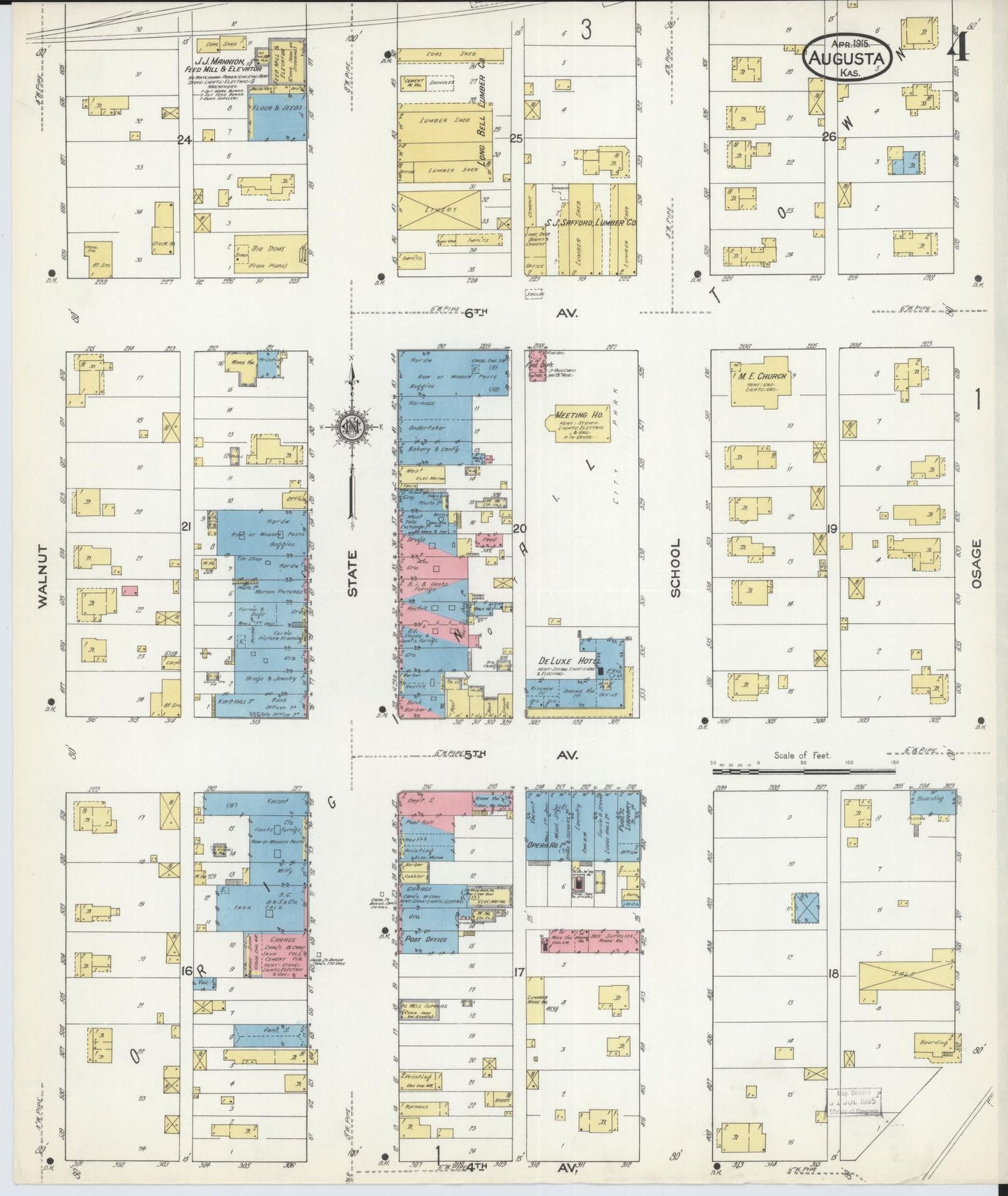 Sanborn Fire Insurance Map from Augusta, Butler County, Kansas (1915), Sheet #0004 - Historic Sanborn Fire Insurance Map Print, vintage old map wall art, antique decor, genealogy gift, Kansas Kansas map