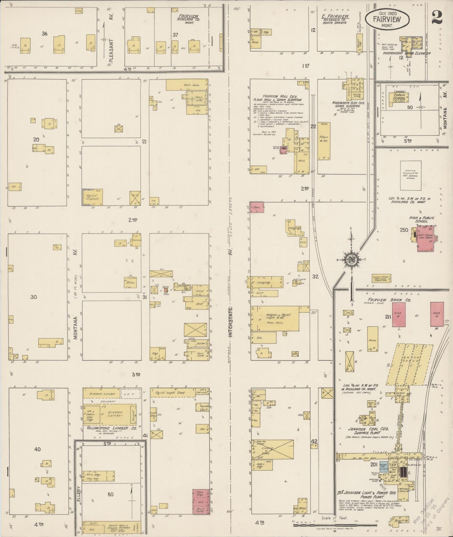 Sanborn Fire Insurance Map from Fairview, Richland County, Montana (1920), Sheet #0002 - Historic Sanborn Fire Insurance Map Print, vintage old map wall art, antique decor, genealogy gift, North Dakota North Dakota map