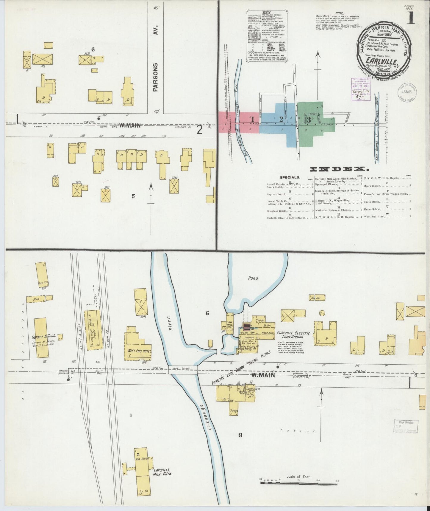 Sanborn Fire Insurance Map from Earlville, Madison And Chenango Counties, New York. (1901) – Historic Sanborn Fire Insurance Map Print