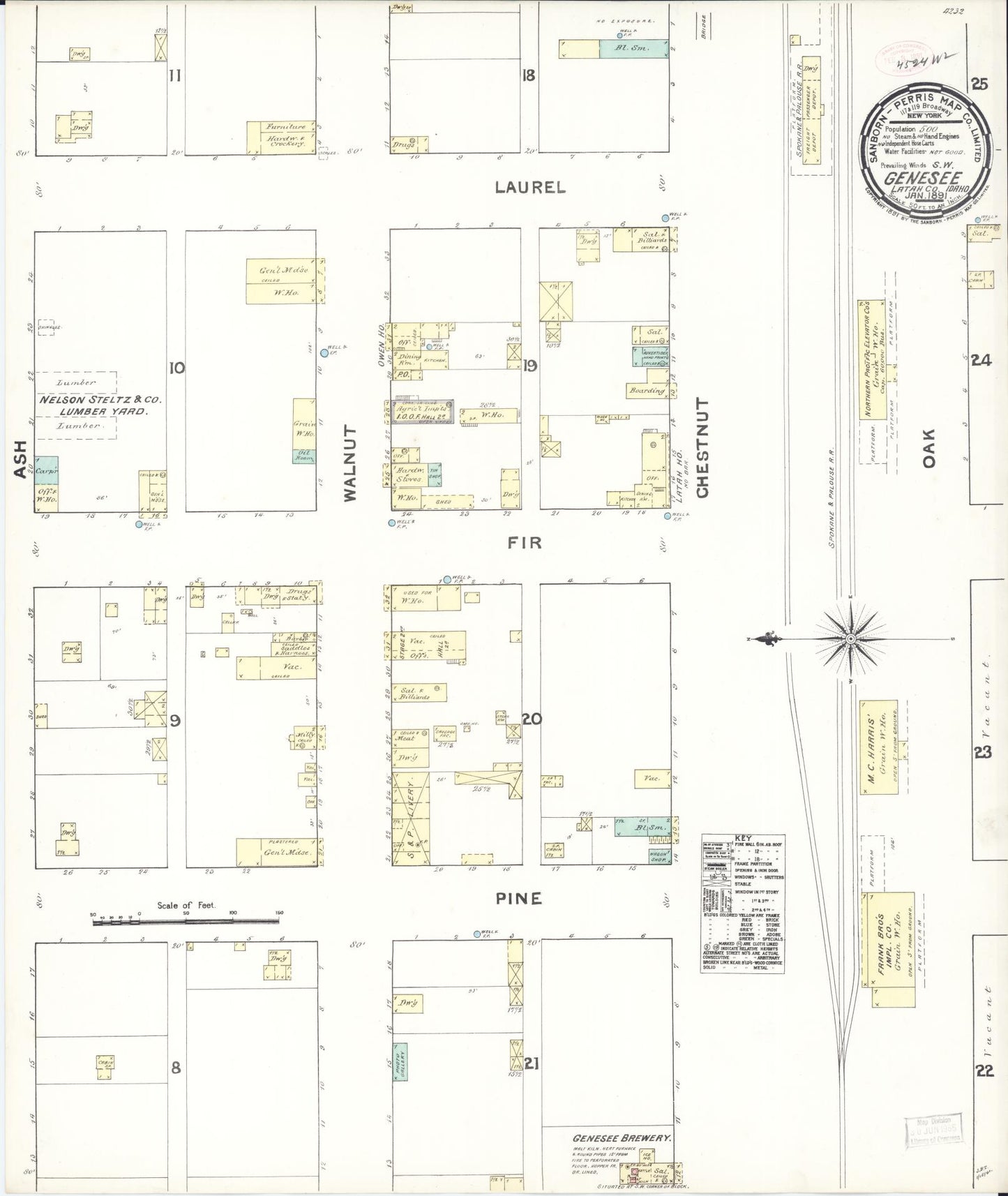 Sanborn Fire Insurance Map from Genesee, Latah County, Idaho (1891), Sheet #0001 - Historic Sanborn Fire Insurance Map Print, vintage old map wall art, antique decor, genealogy gift, Idaho Idaho map