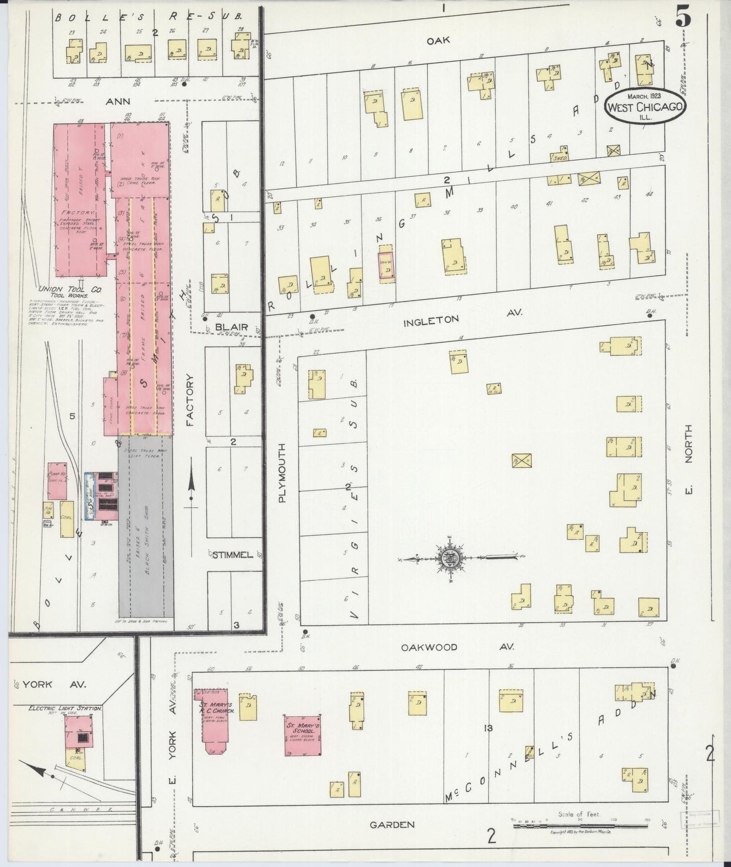 Sanborn Fire Insurance Map from West Chicago, Du Page County, Illinois. (1923), Sheet 5 – Historic Sanborn Fire Insurance Map Print