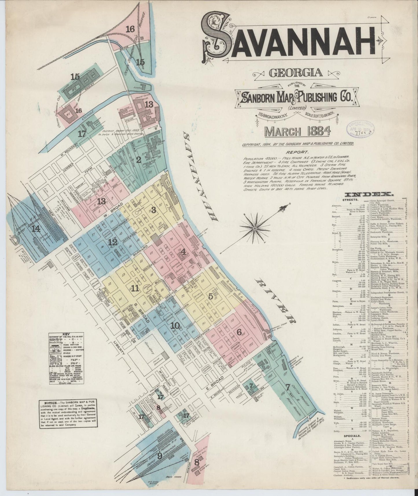 Sanborn Fire Insurance Map from Savannah, Chatham County, Georgia (1884), Sheet #0001 - Historic Sanborn Fire Insurance Map Print, vintage old map wall art, antique decor, genealogy gift, Georgia Georgia map