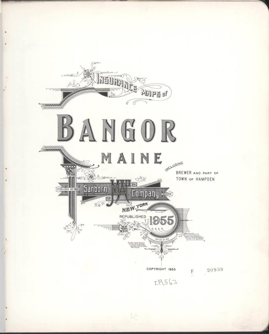 Sanborn Fire Insurance Map from Bangor, Penobscot County, Maine. (1955) – Historic Sanborn Fire Insurance Map Print