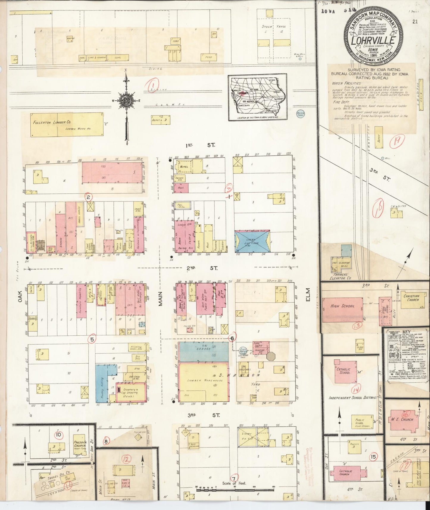 Sanborn Fire Insurance Map from Lohrville, Calhoun County, Iowa. (1932) – Map View