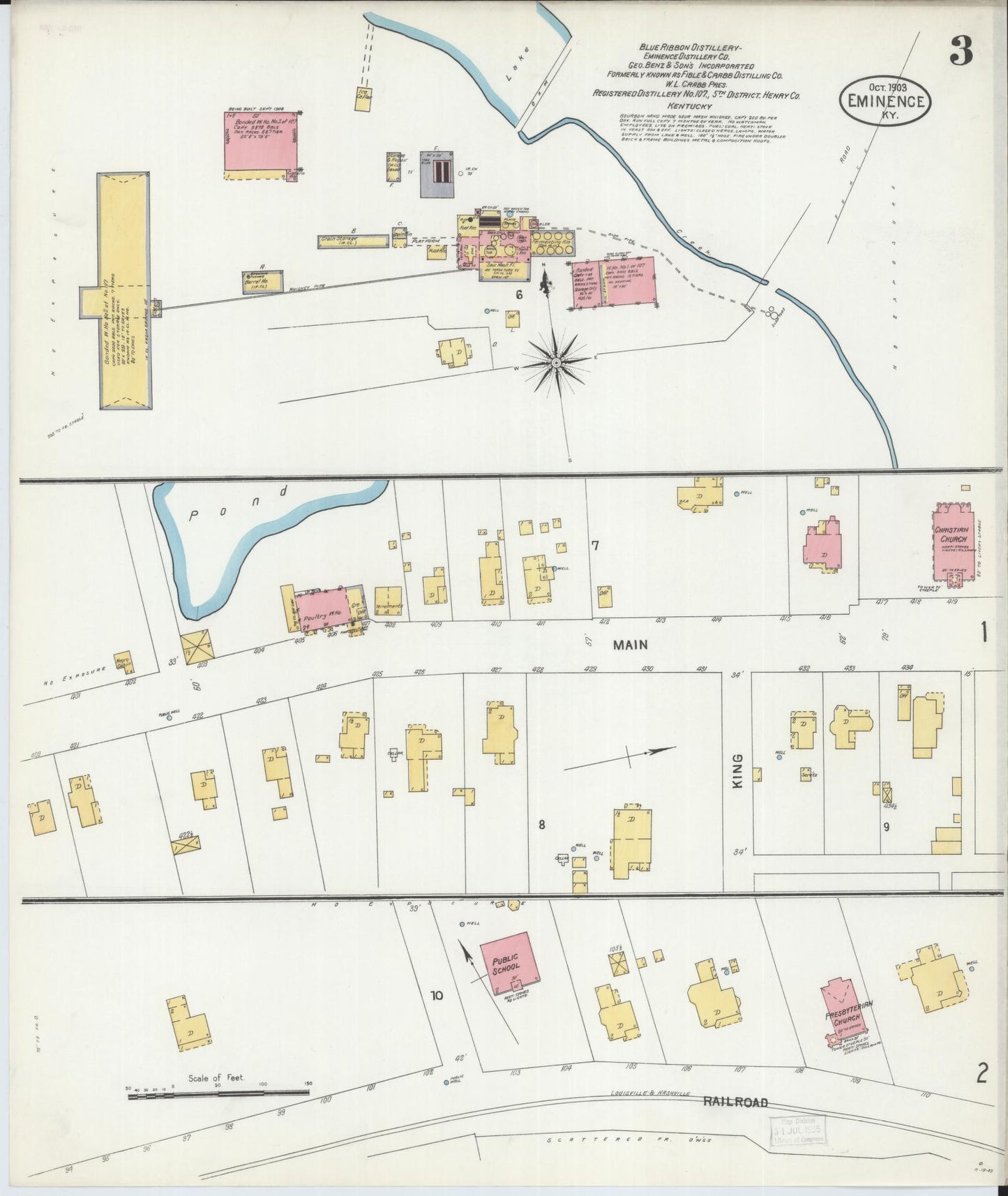 Sanborn Fire Insurance Map from Eminence, Henry County, Kentucky (1903), Sheet #0003 - Complete Map Set gallery image, historic Sanborn map, vintage wall art, Kentucky Kentucky