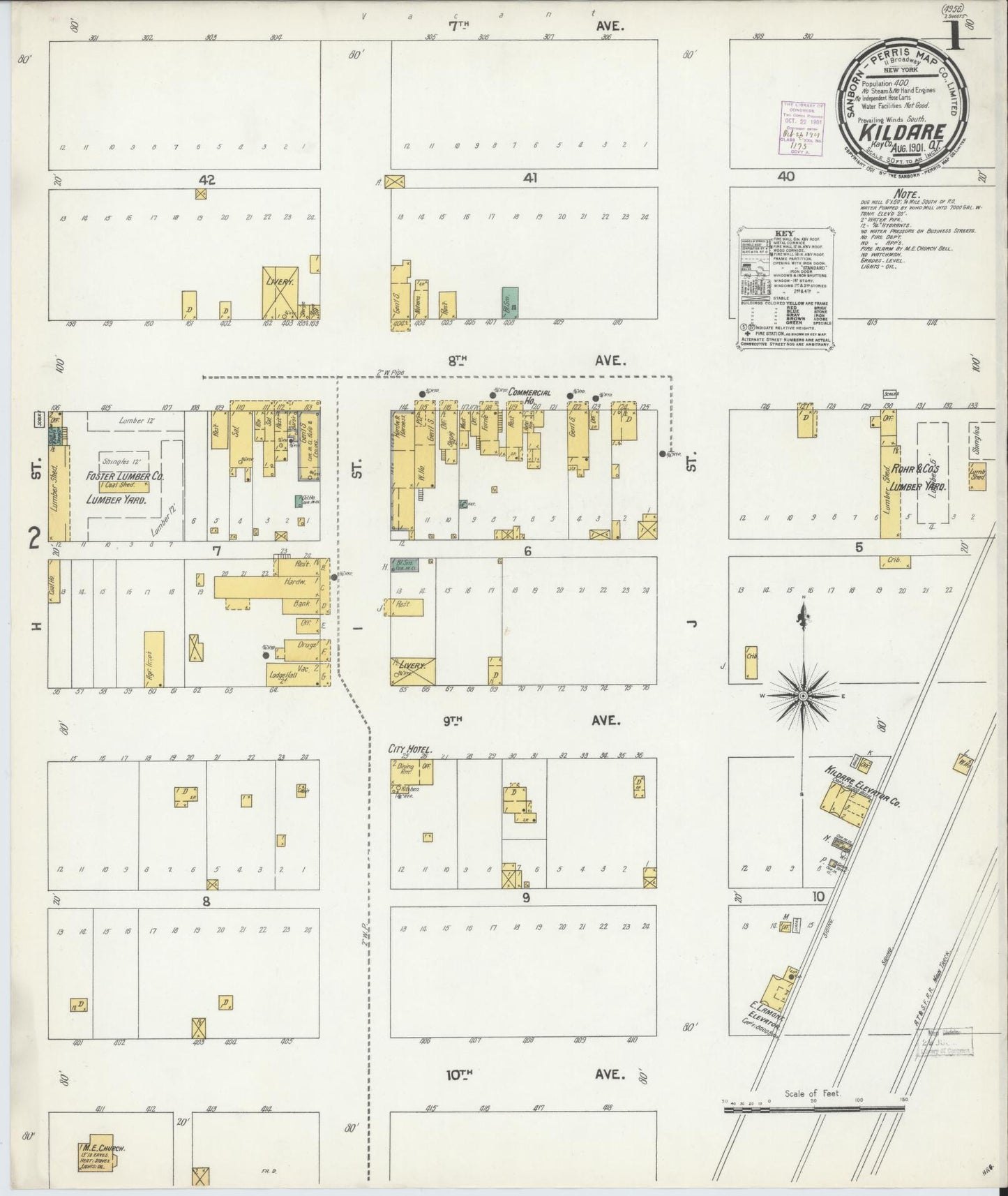 Sanborn Fire Insurance Map from Kildare, Kay County, Oklahoma. (1901) – Historic Sanborn Fire Insurance Map Print