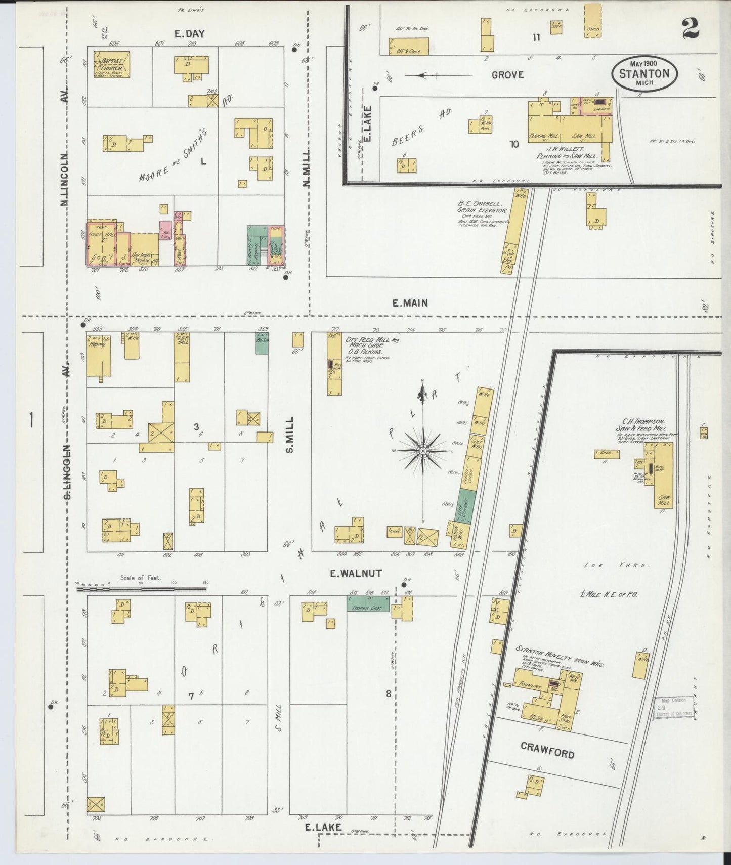 Sanborn Fire Insurance Map from Stanton, Montcalm County, Michigan (1900), Sheet #0002 - Complete Map Set gallery image, historic Sanborn map, vintage wall art, Michigan Michigan