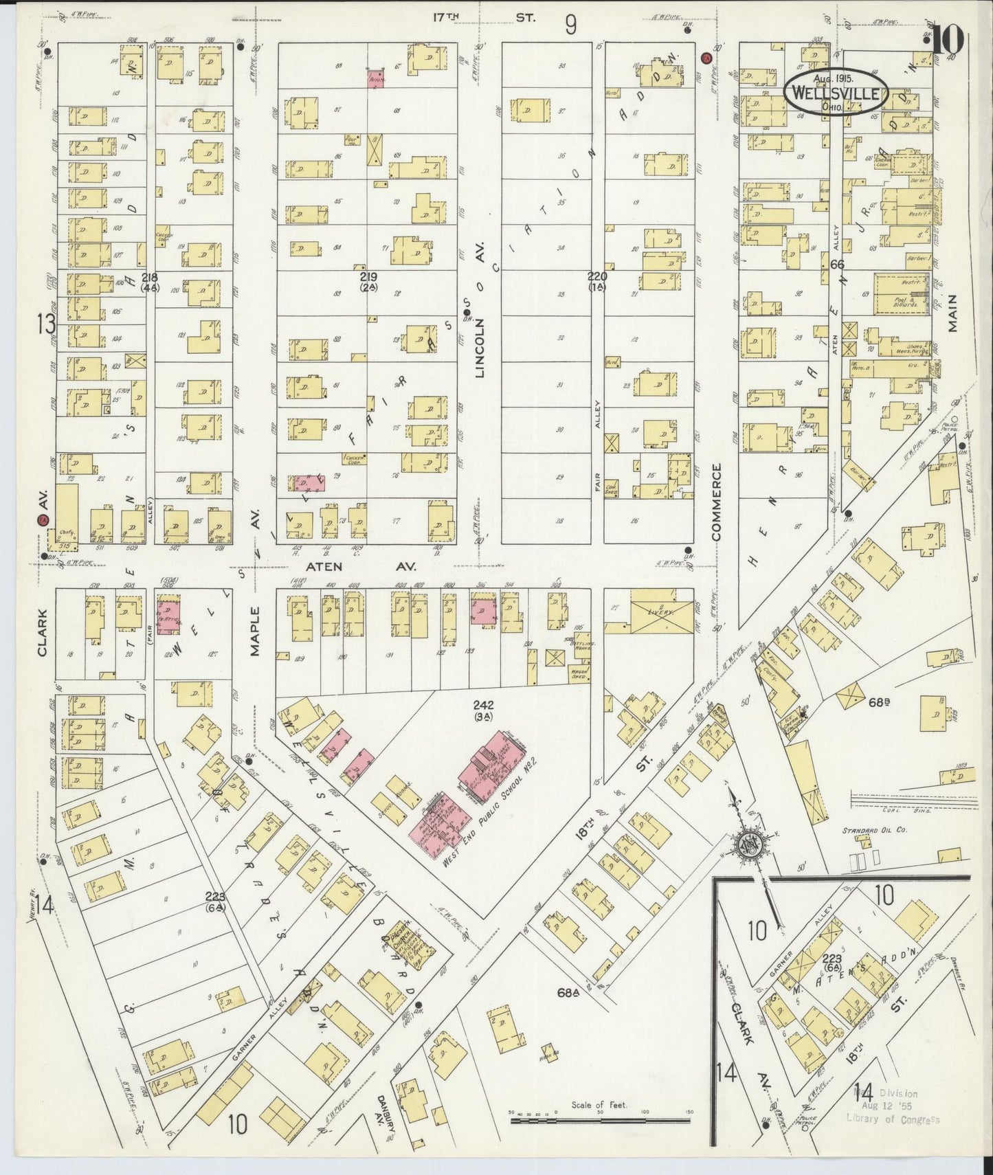 Sanborn Fire Insurance Map from Wellsville, Columbiana County, Ohio (1915), Sheet #0010 - Historic Sanborn Fire Insurance Map Print, vintage old map wall art, antique decor, genealogy gift, Ohio Ohio map