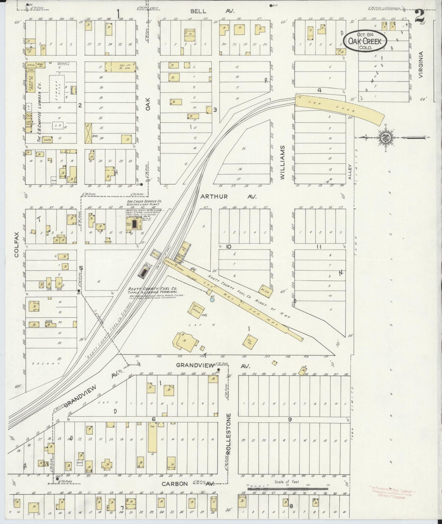 Sanborn Fire Insurance Map from Oak Creek, Routt County, Colorado (1914), Sheet #0002 - Historic Sanborn Fire Insurance Map Print, vintage old map wall art, antique decor, genealogy gift, Colorado Colorado map
