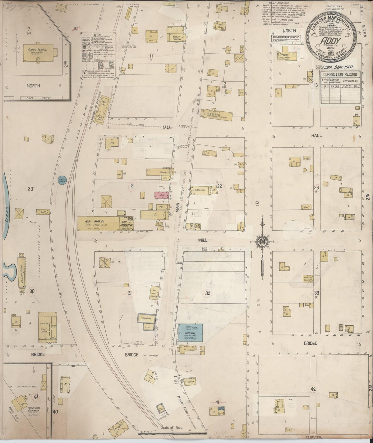 Sanborn Fire Insurance Map from Addy, Stevens County, Washington (1932), Sheet #0001 - Historic Sanborn Fire Insurance Map Print, vintage old map wall art, antique decor, genealogy gift, Washington Washington map