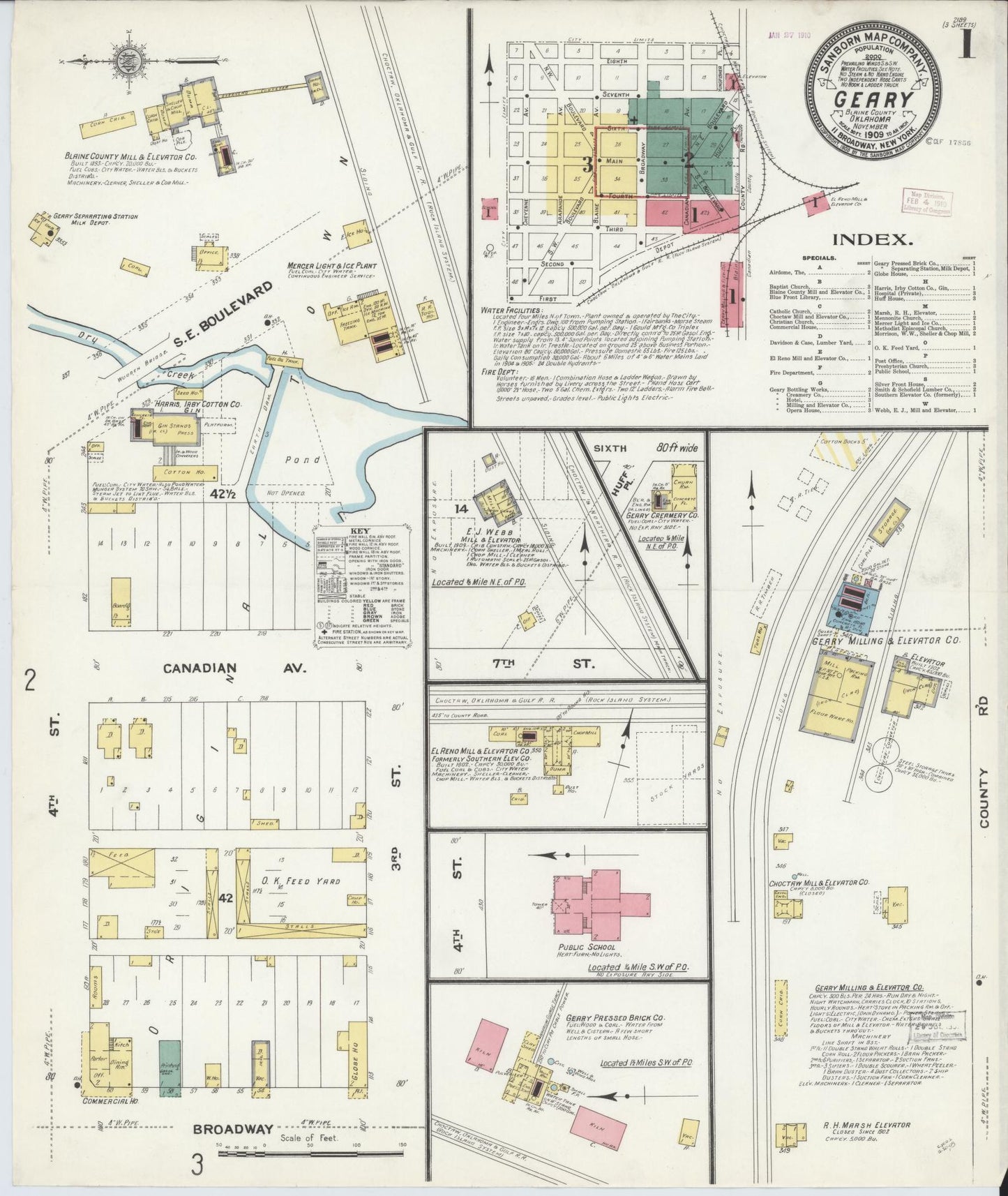 Sanborn Fire Insurance Map from Geary, Blaine County, Oklahoma. (1909) – Historic Sanborn Fire Insurance Map Print