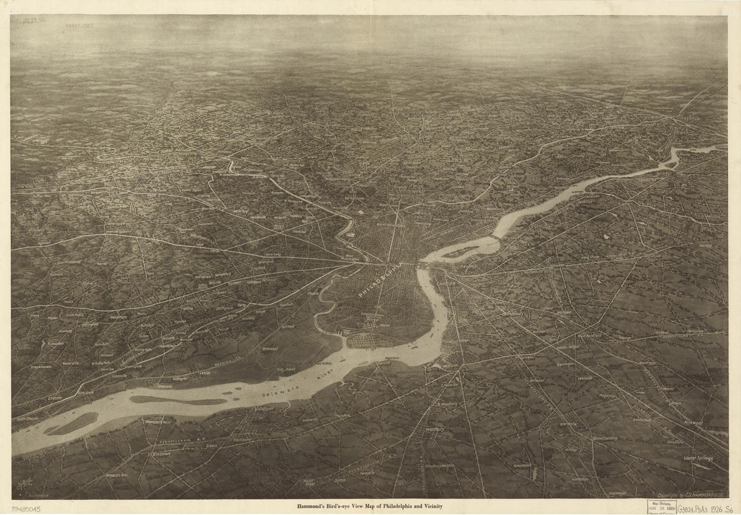 Hammond's bird's-eye view map of Philadelphia and vicinity (1926) – Historic Bird’s-Eye View Panorama Print