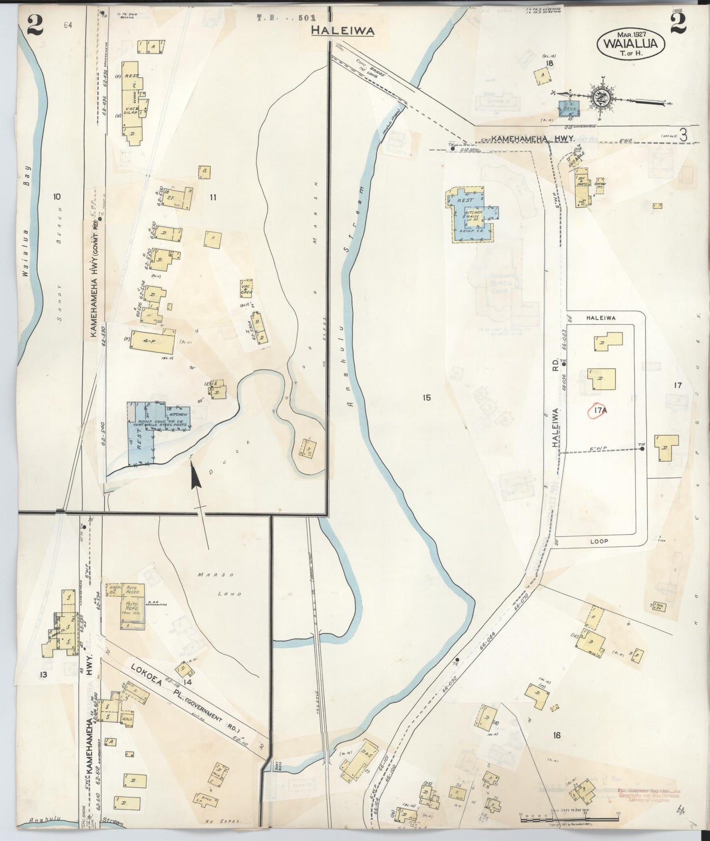 Sanborn Fire Insurance Map from Waialua, Honolulu County, Hawaii (1957), Sheet #0002 - Historic Sanborn Fire Insurance Map Print, vintage old map wall art, antique decor, genealogy gift, Hawaii Hawaii map