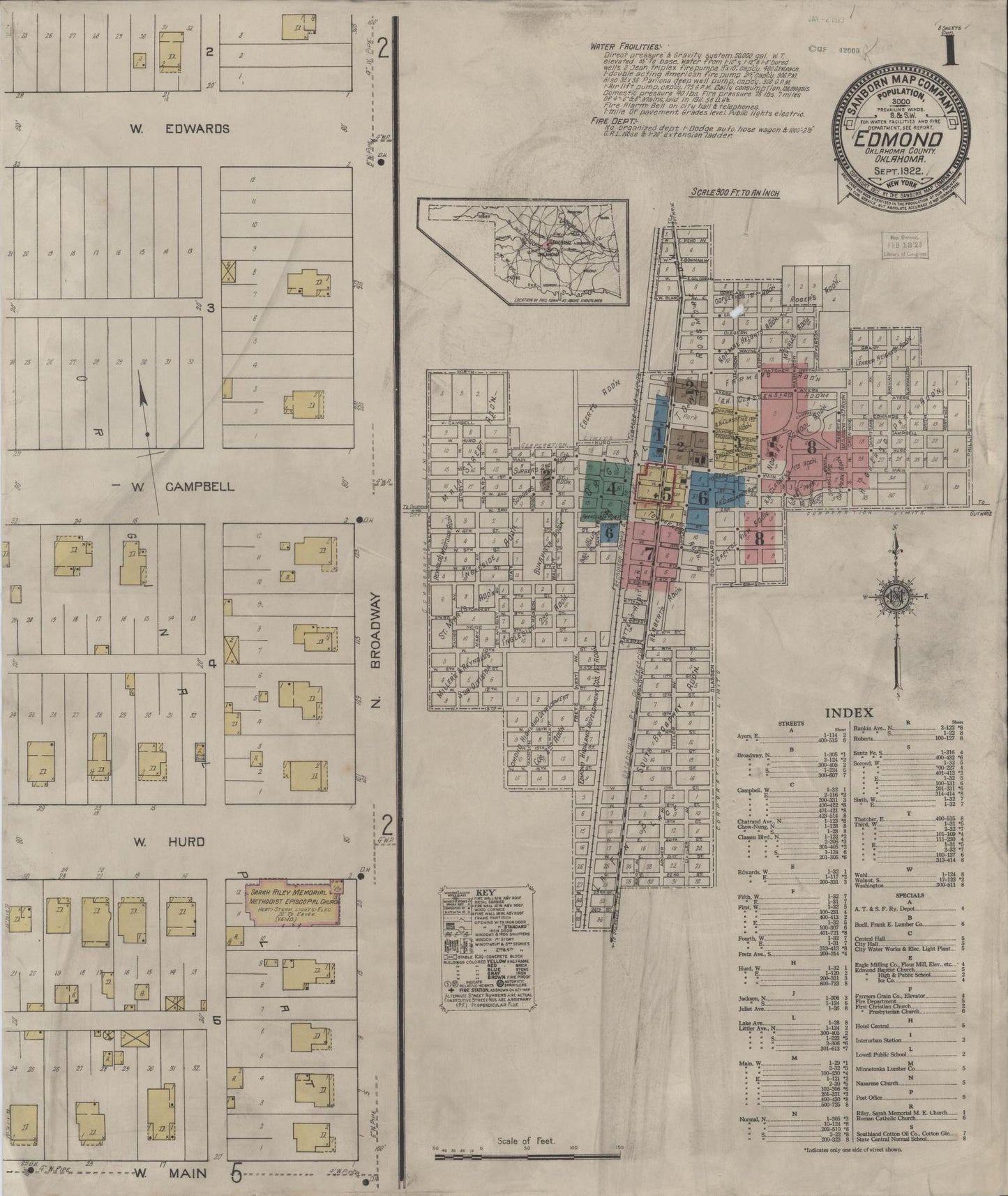 Sanborn Fire Insurance Map from Edmond, Oklahoma County, Oklahoma. (1922) – Historic Sanborn Fire Insurance Map Print